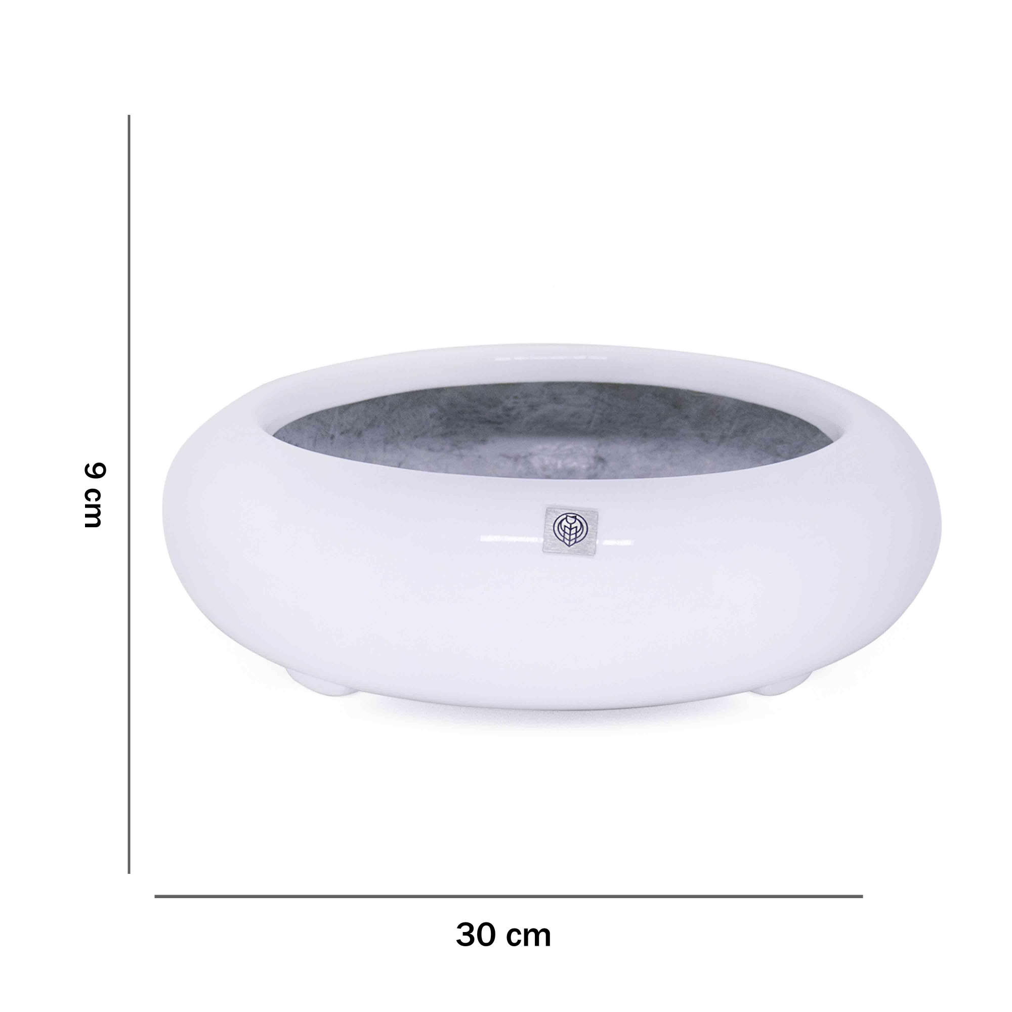 Vaso Bacia Decorativo Redondo Branco P 9x30 cm - D'Rossi
