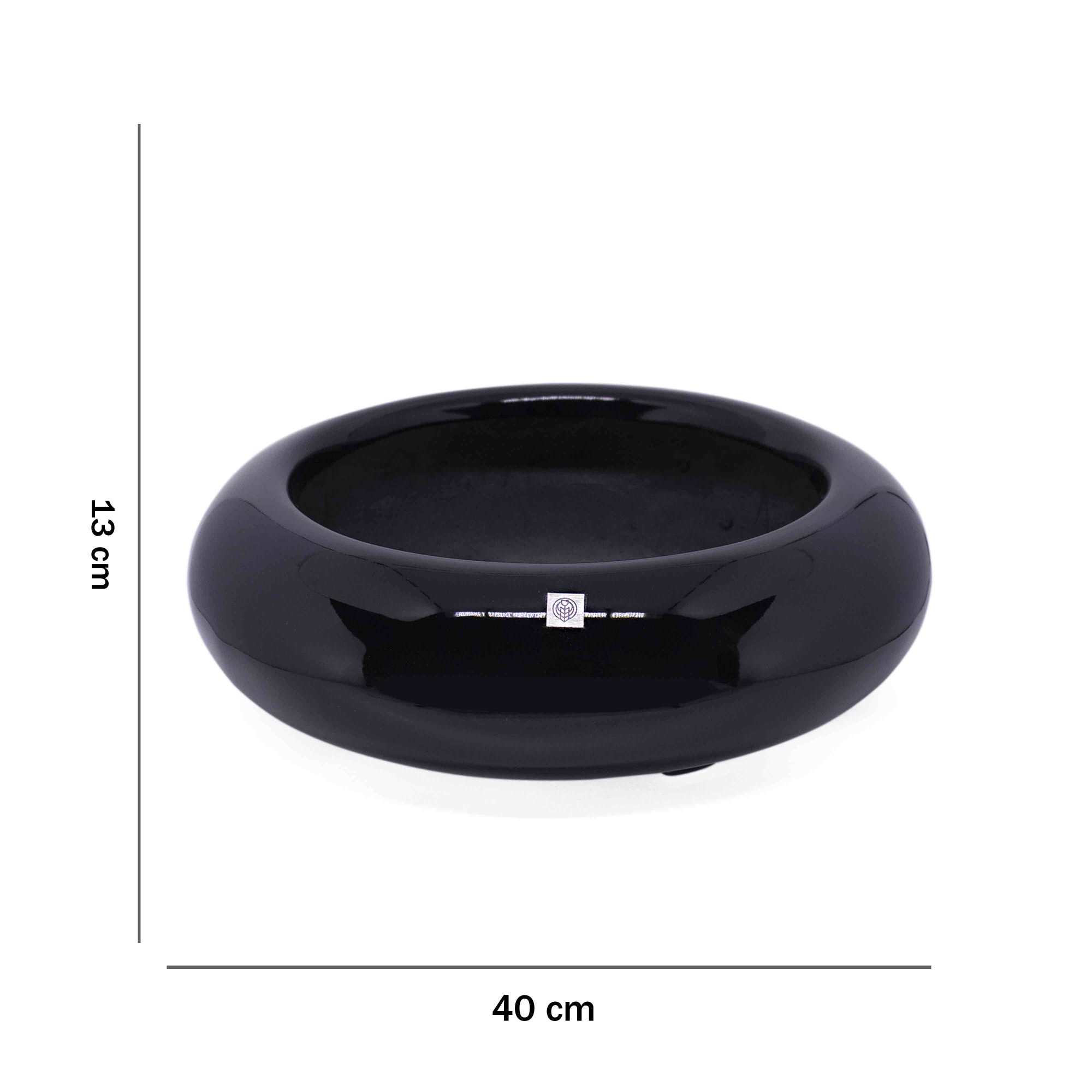 Vaso Bacia Decorativo Redondo Preto M 13x40 cm - D'Rossi