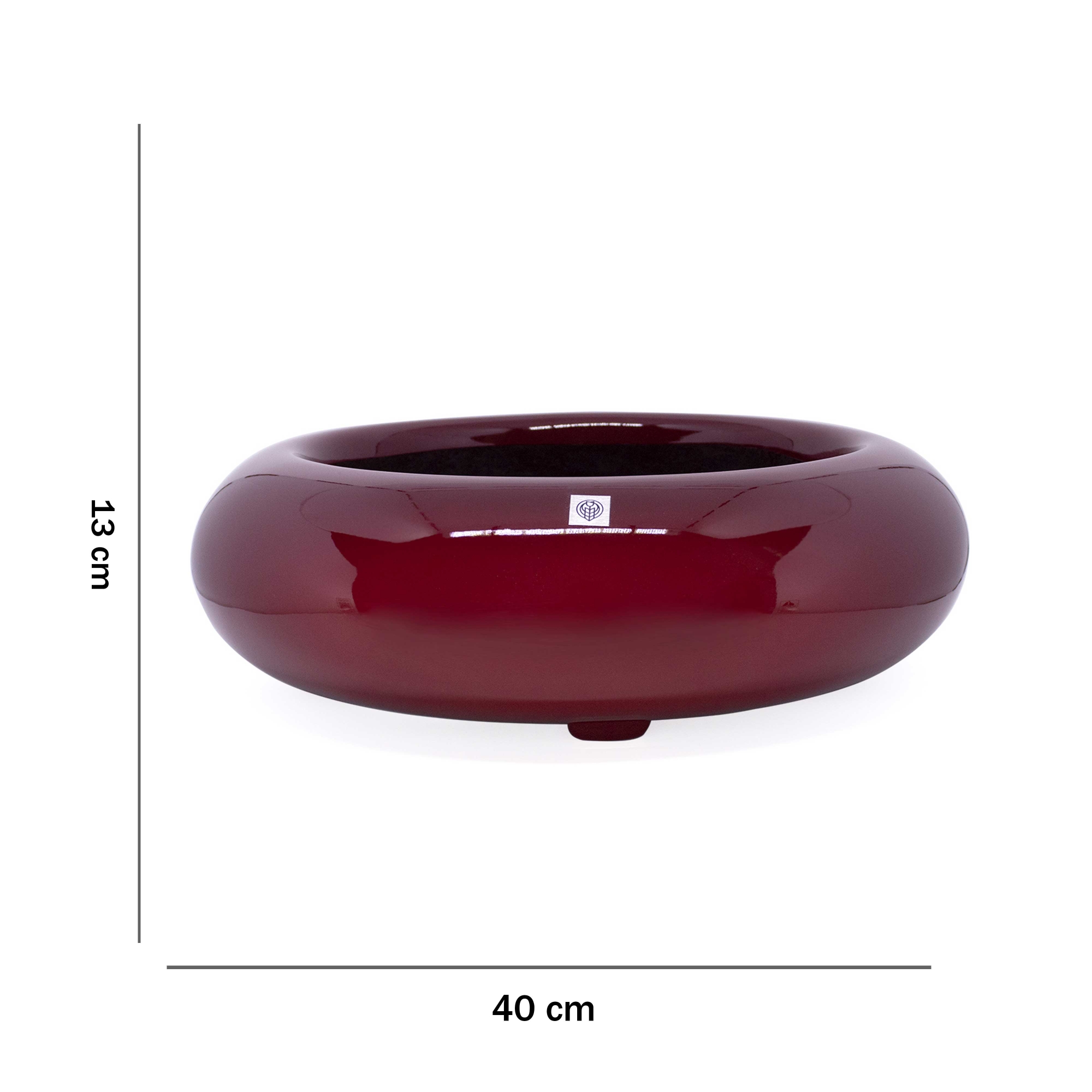 Vaso Bacia Decorativo Redondo Vermelho Lira M 13x40 cm - D'Rossi