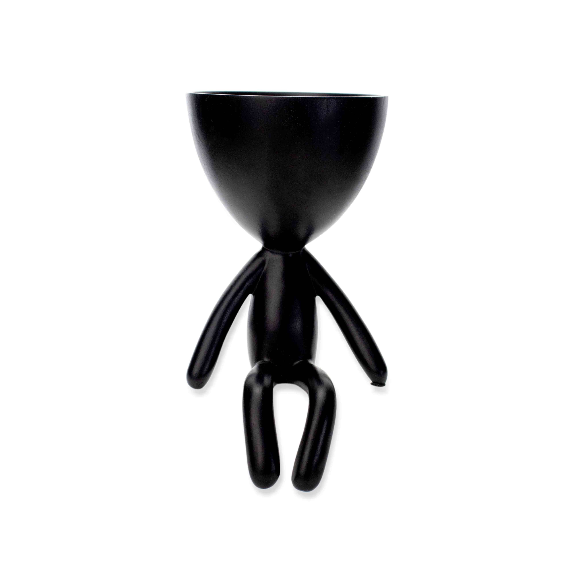 Vaso Decorativo Bob Robert Plant Sentando em Poliresina Preto 18x10x10 cm - D'Rossi