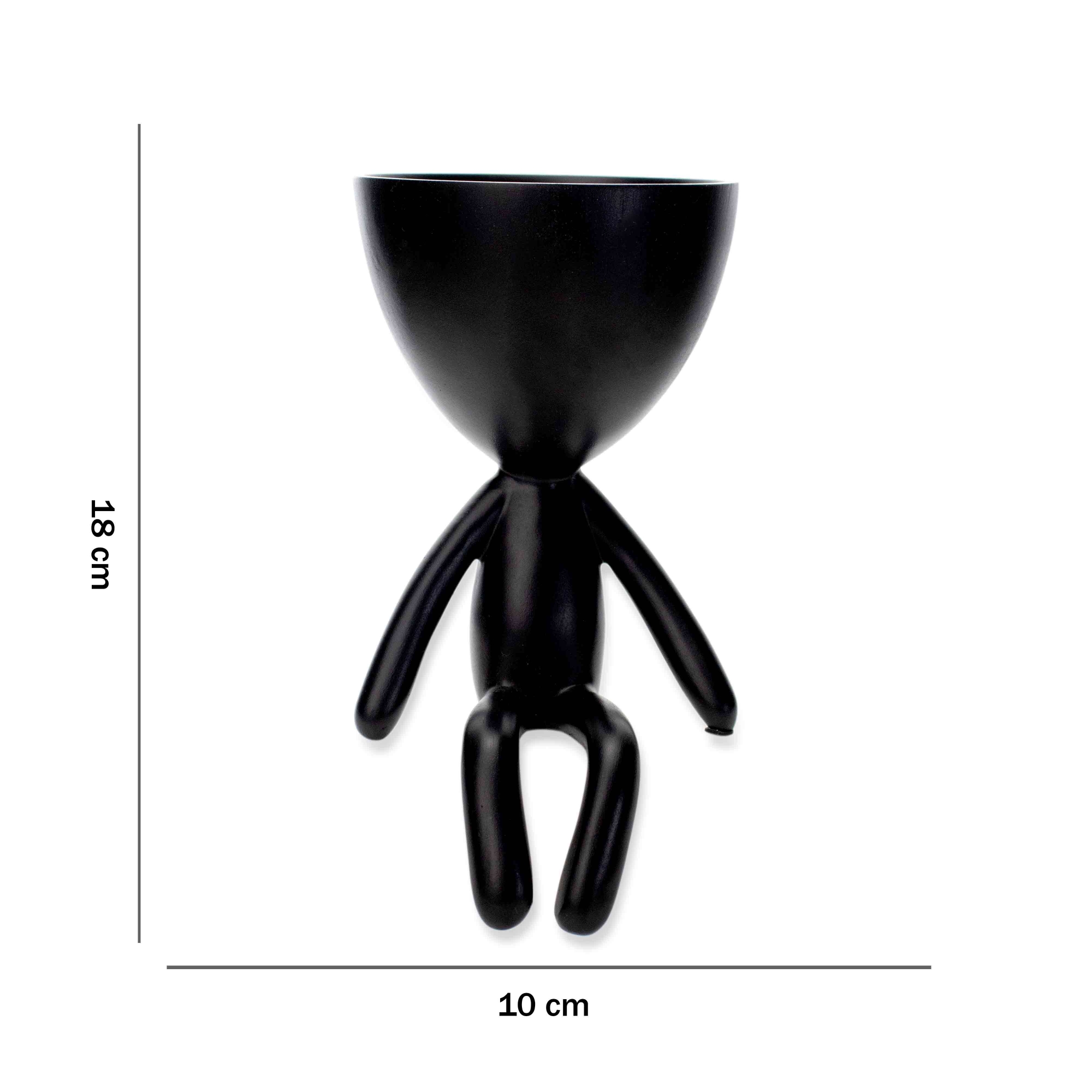 Vaso Decorativo Bob Robert Plant Sentando em Poliresina Preto 18x10x10 cm - D'Rossi
