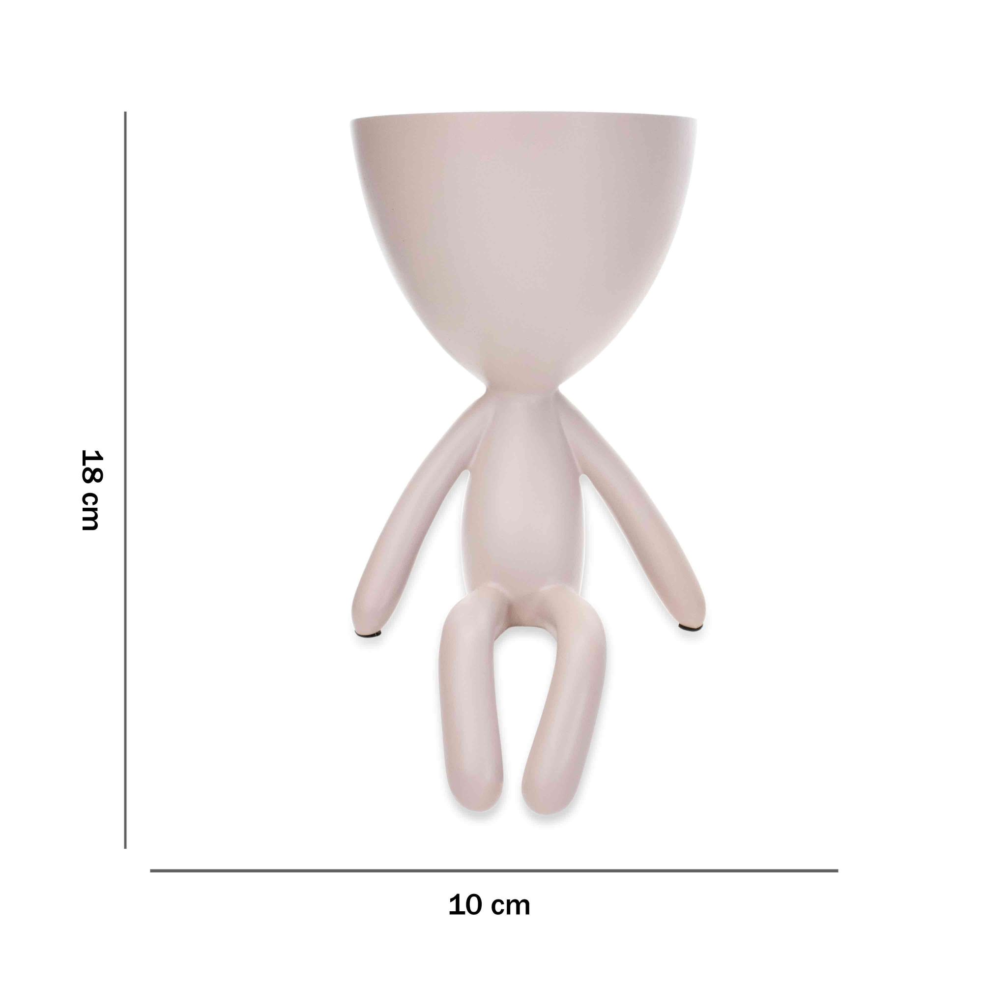 Vaso Decorativo Bob Robert Plant Sentando em Poliresina Rosa 18x10x10 cm - D'Rossi
