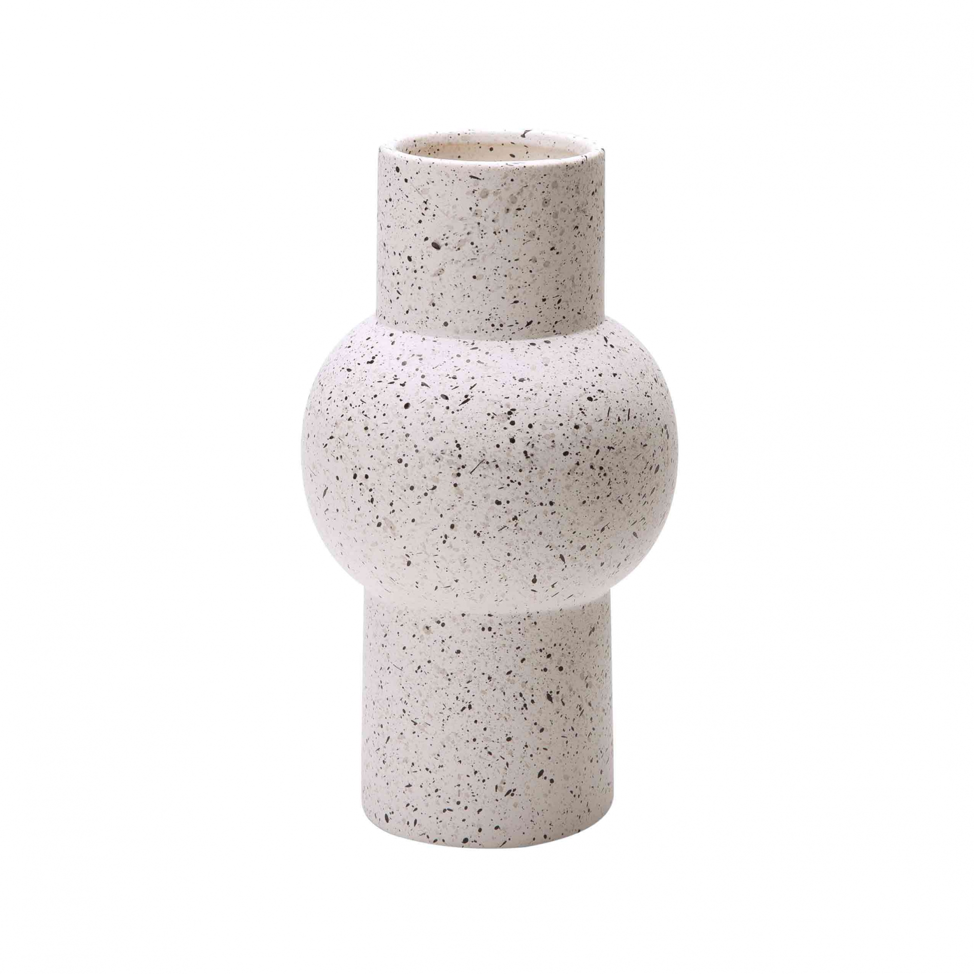 Vaso Decorativo Cilíndrico em Cerâmica Branco 24x11 cm - D'Rossi