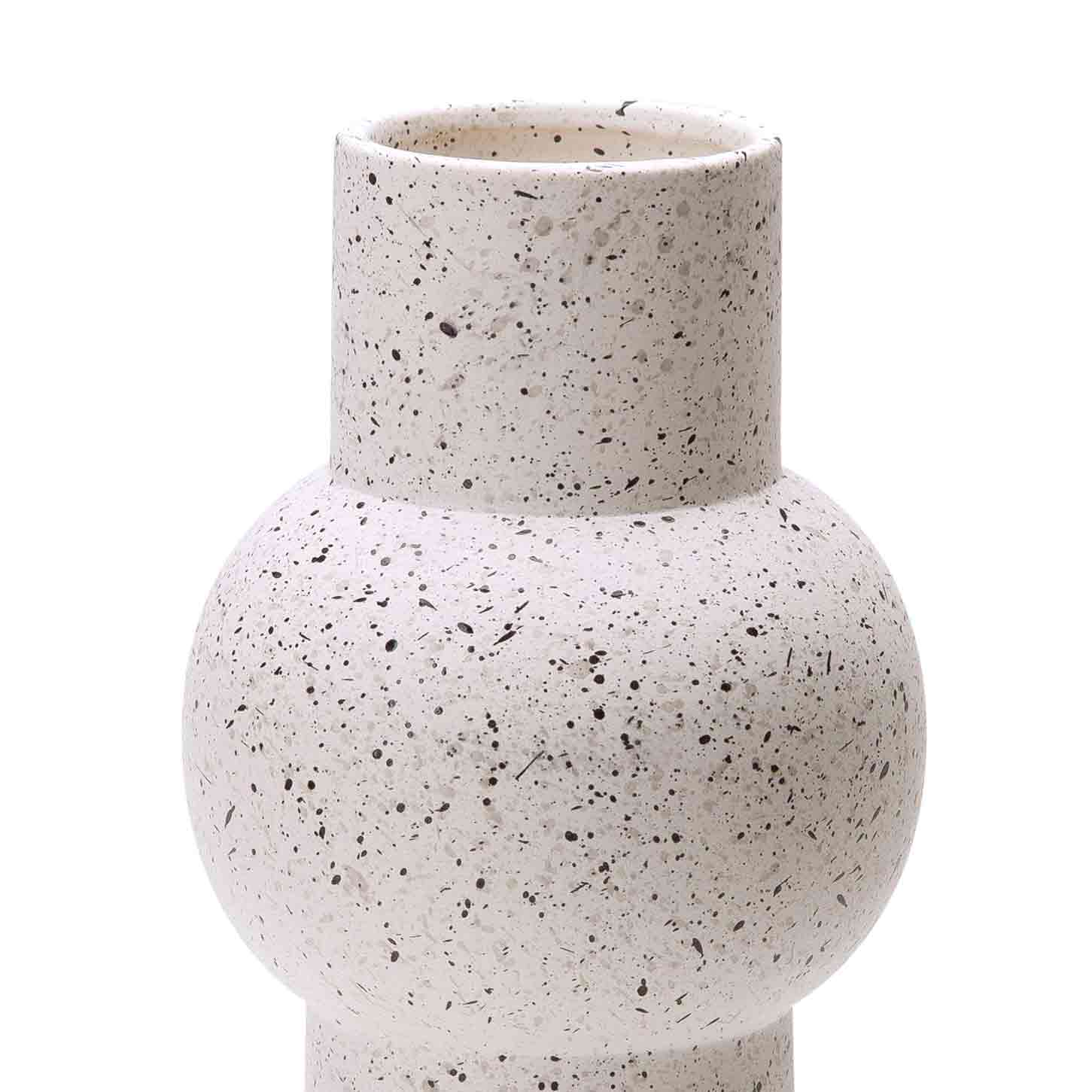 Vaso Decorativo Cilíndrico em Cerâmica Branco 24x11 cm - D'Rossi