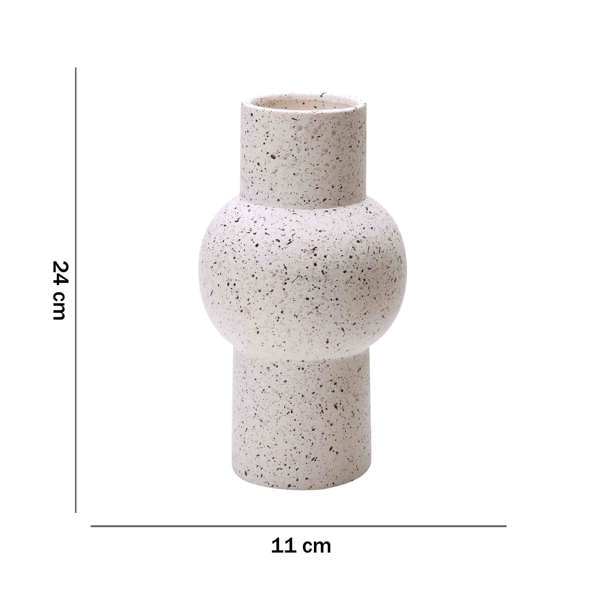Vaso Decorativo Cilíndrico em Cerâmica Branco 24x11 cm - D'Rossi