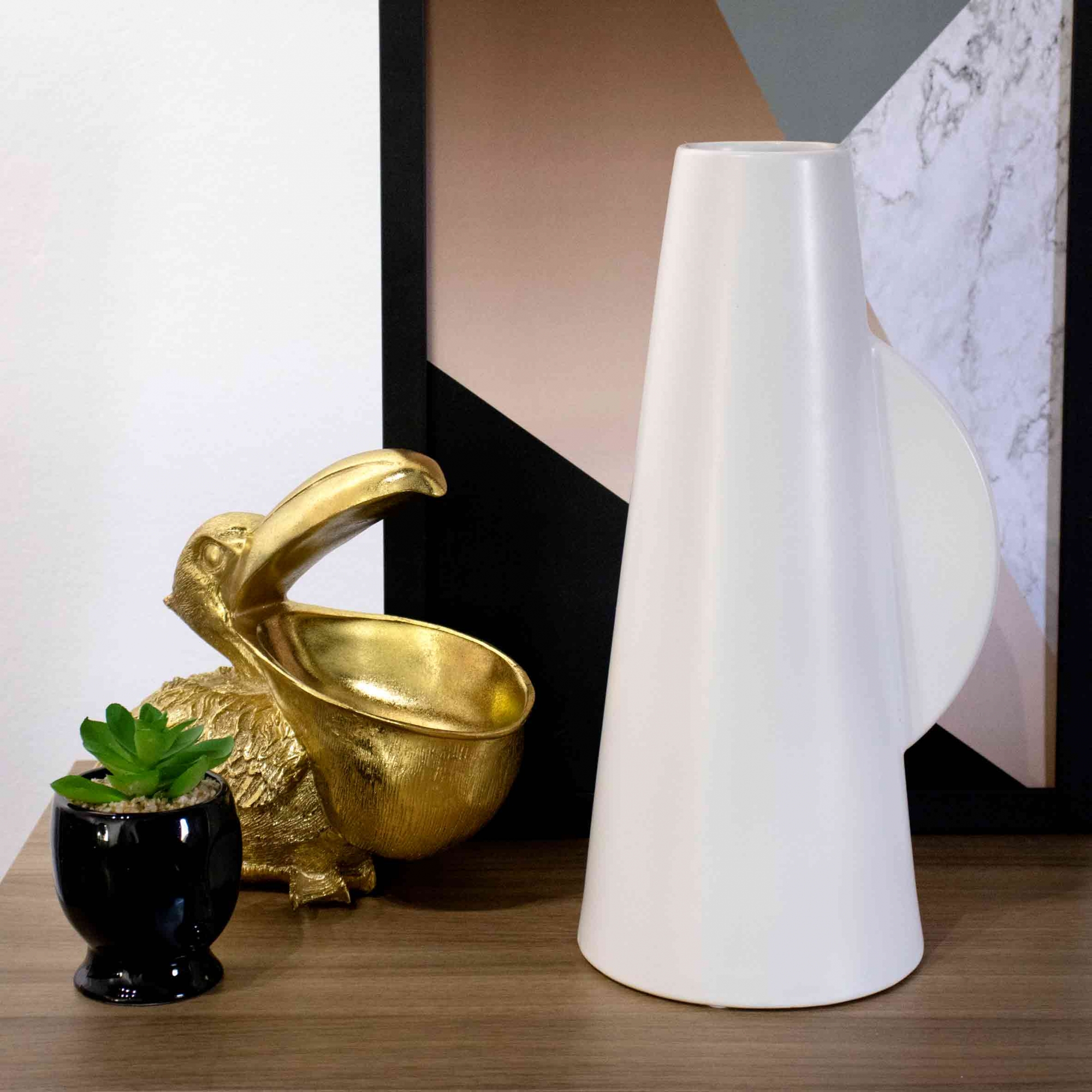 Vaso Decorativo Cilíndrico em Poliresina 33x16x16 cm - D'Rossi