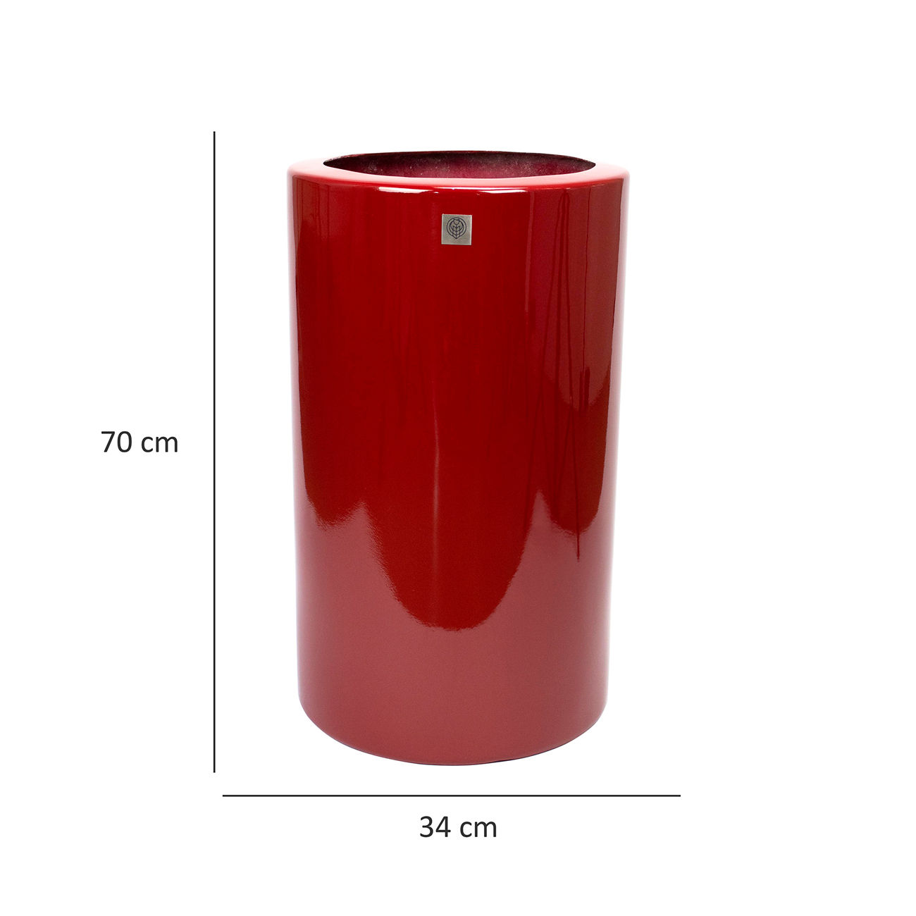 Vaso Decorativo Cilindro Vermelho Lira 70x34x34 cm - D'Rossi