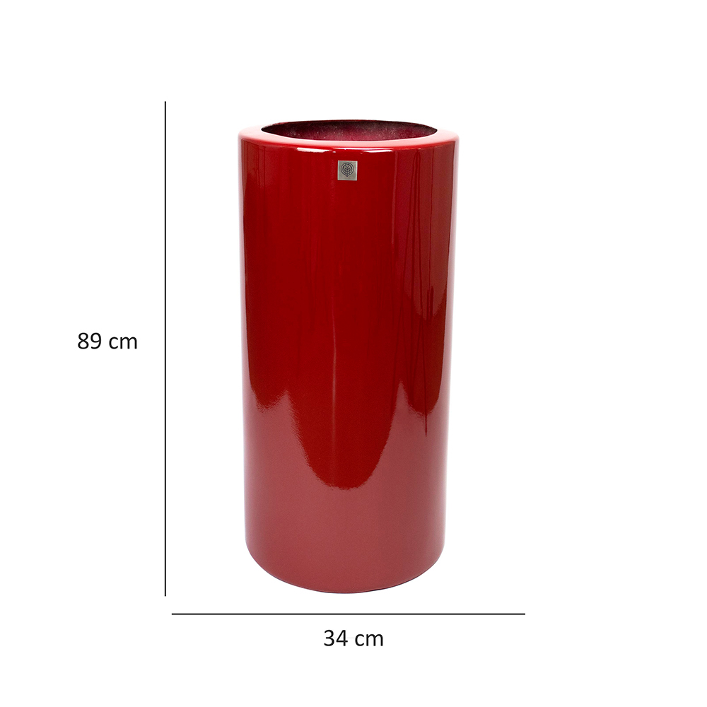 Vaso Decorativo Cilindro Vermelho Lira 89x34x34 cm - D'Rossi