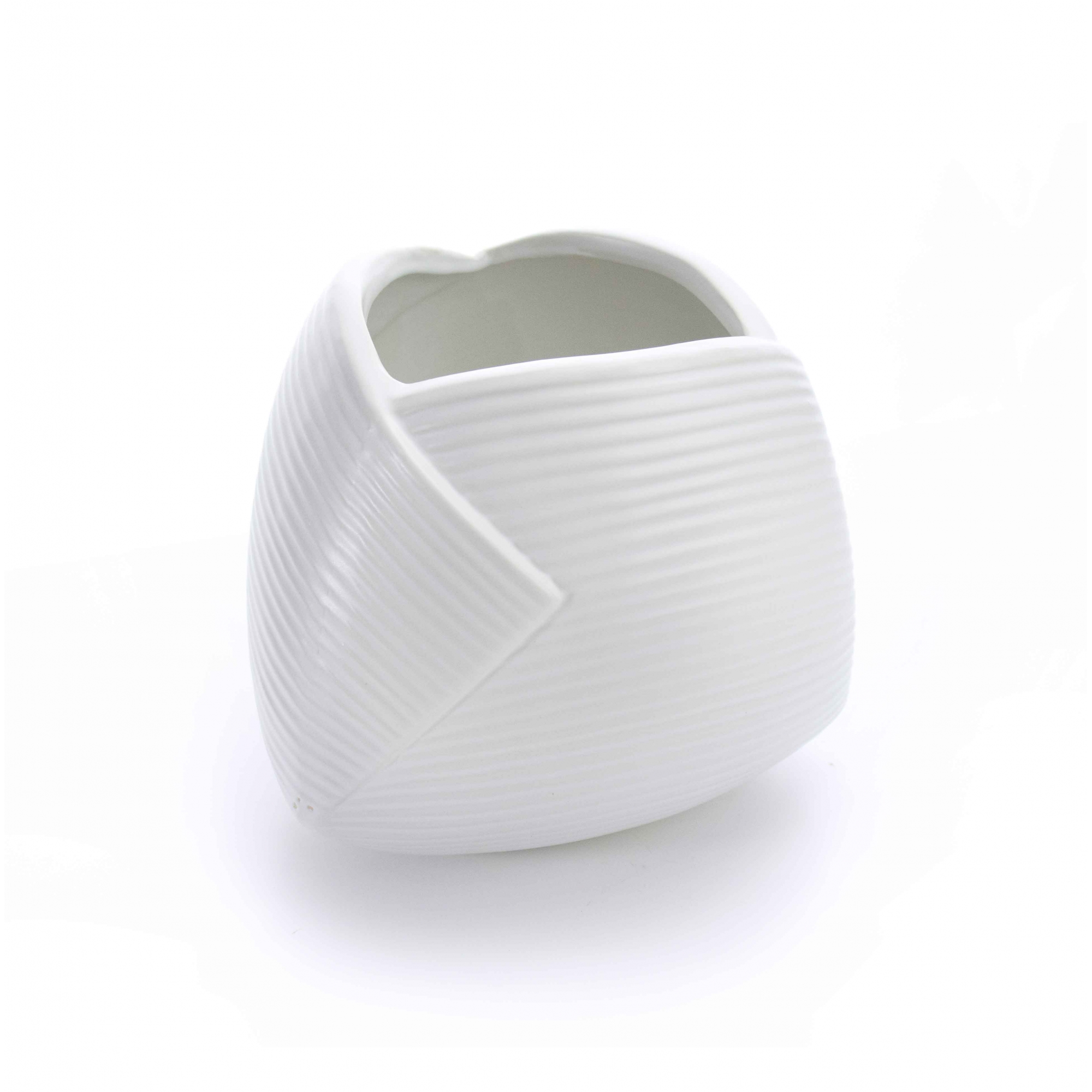Vaso Decorativo Dobradura Branco em Cerâmica 16,5x17,5 cm - D'Rossi