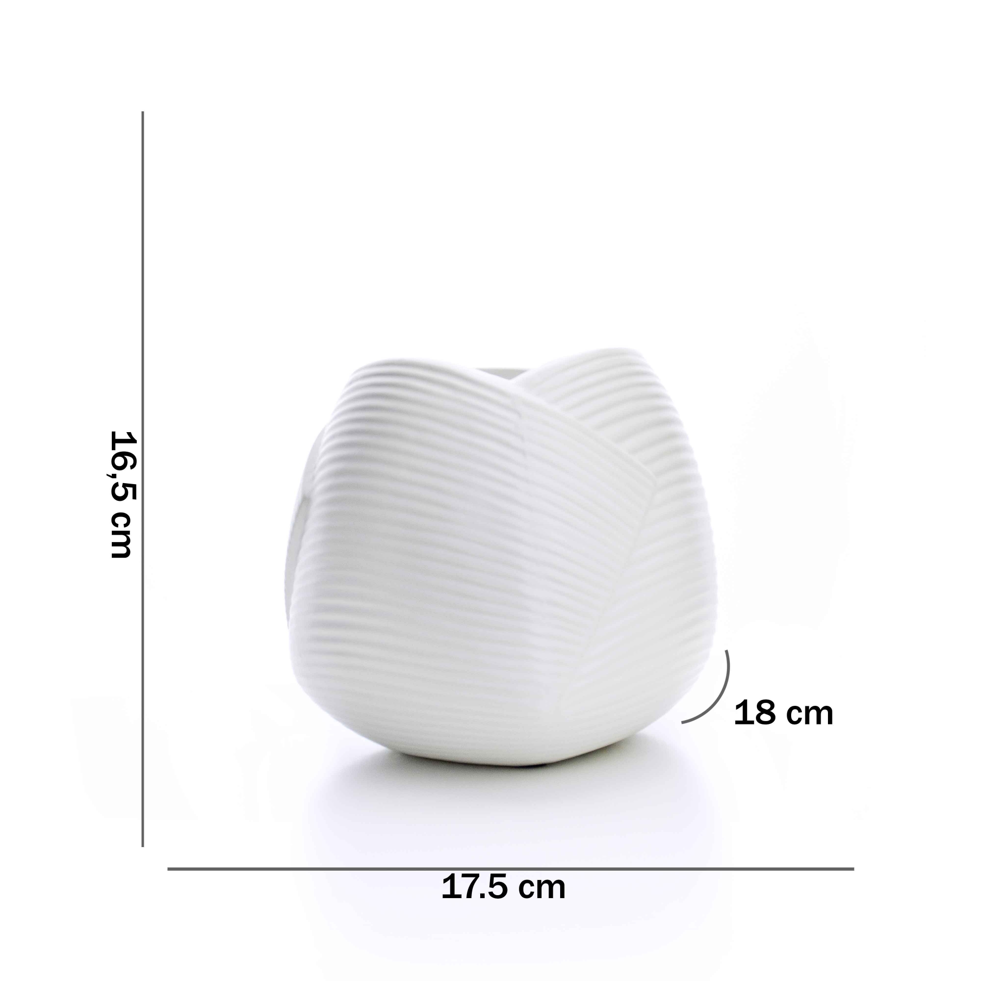 Vaso Decorativo Dobradura Branco em Cerâmica 16,5x17,5 cm - D'Rossi