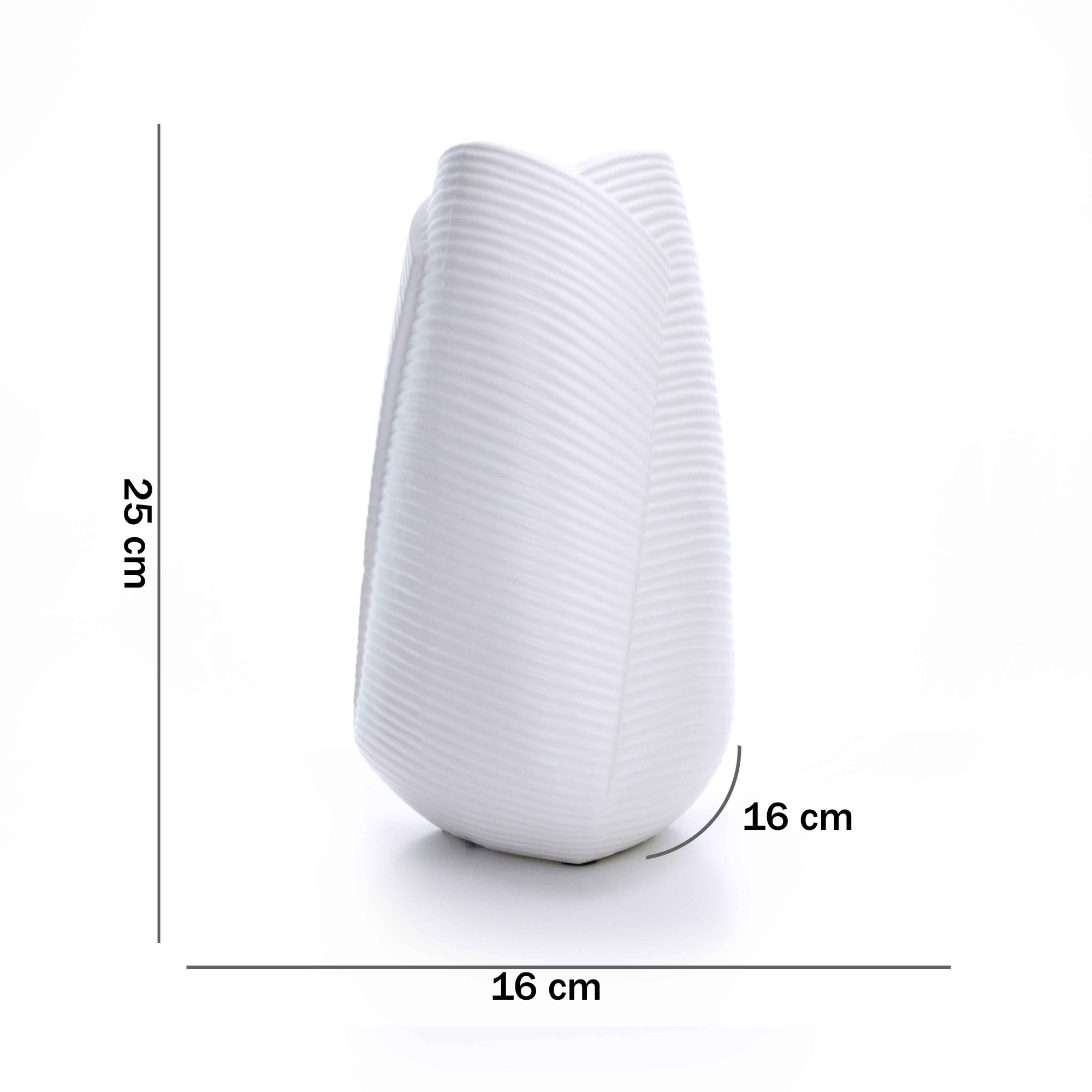 Vaso Decorativo Dobradura Branco em Cerâmica 25x16 cm - D'Rossi