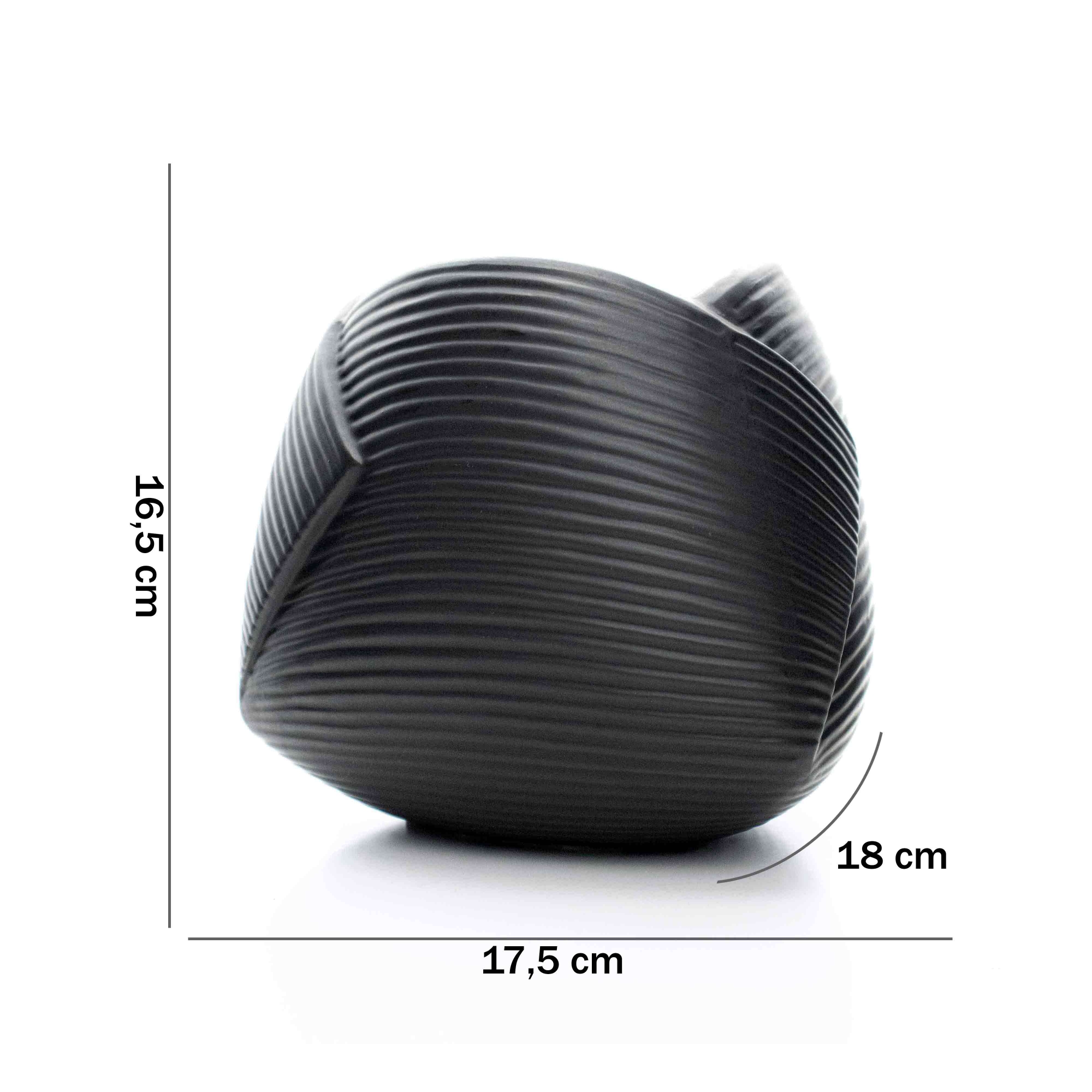Vaso Decorativo Dobradura Preto em Cerâmica 16,5x17,5 cm - D'Rossi