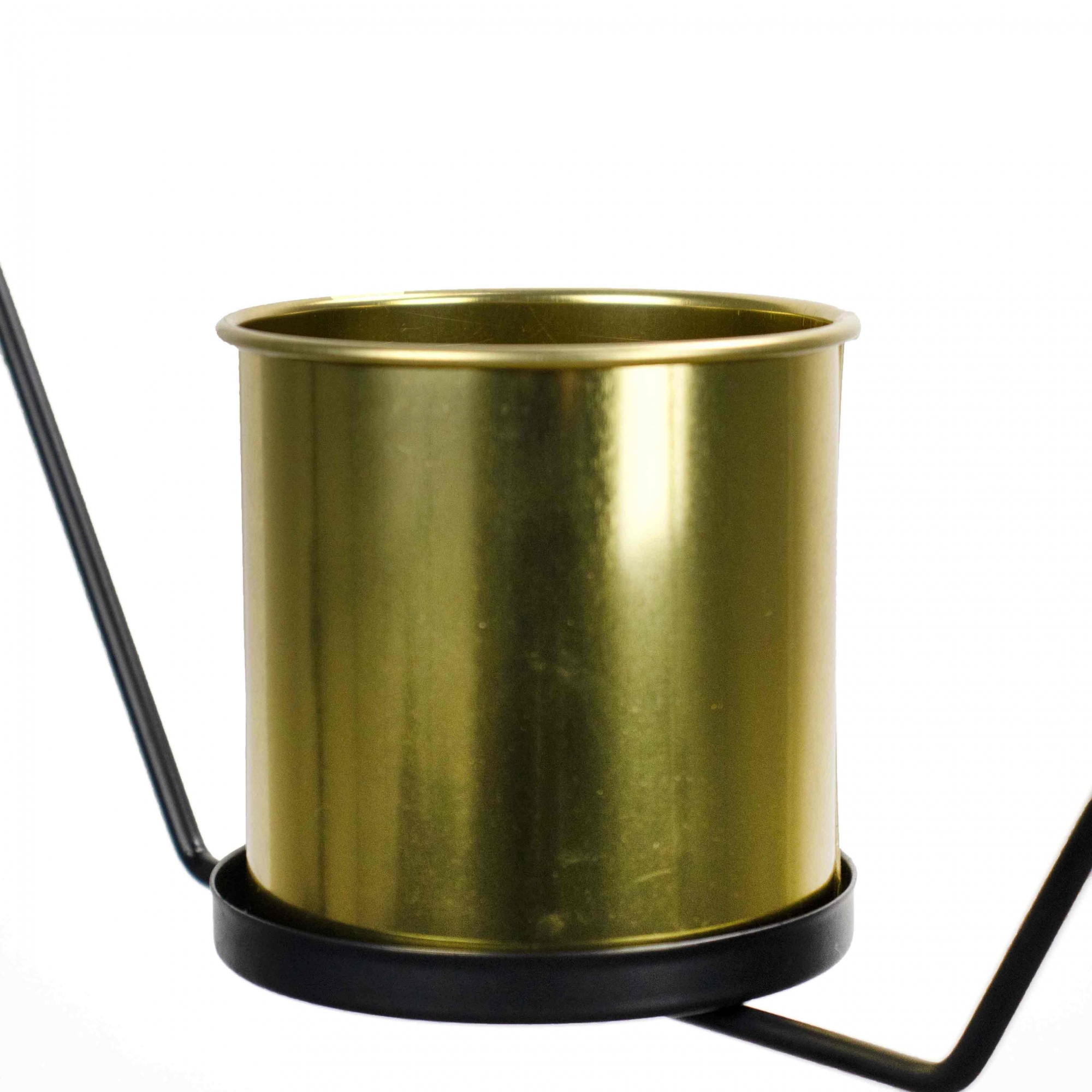 Vaso Decorativo Metal para Pendurar Dourado e Preto 29x33 cm - D'Rossi