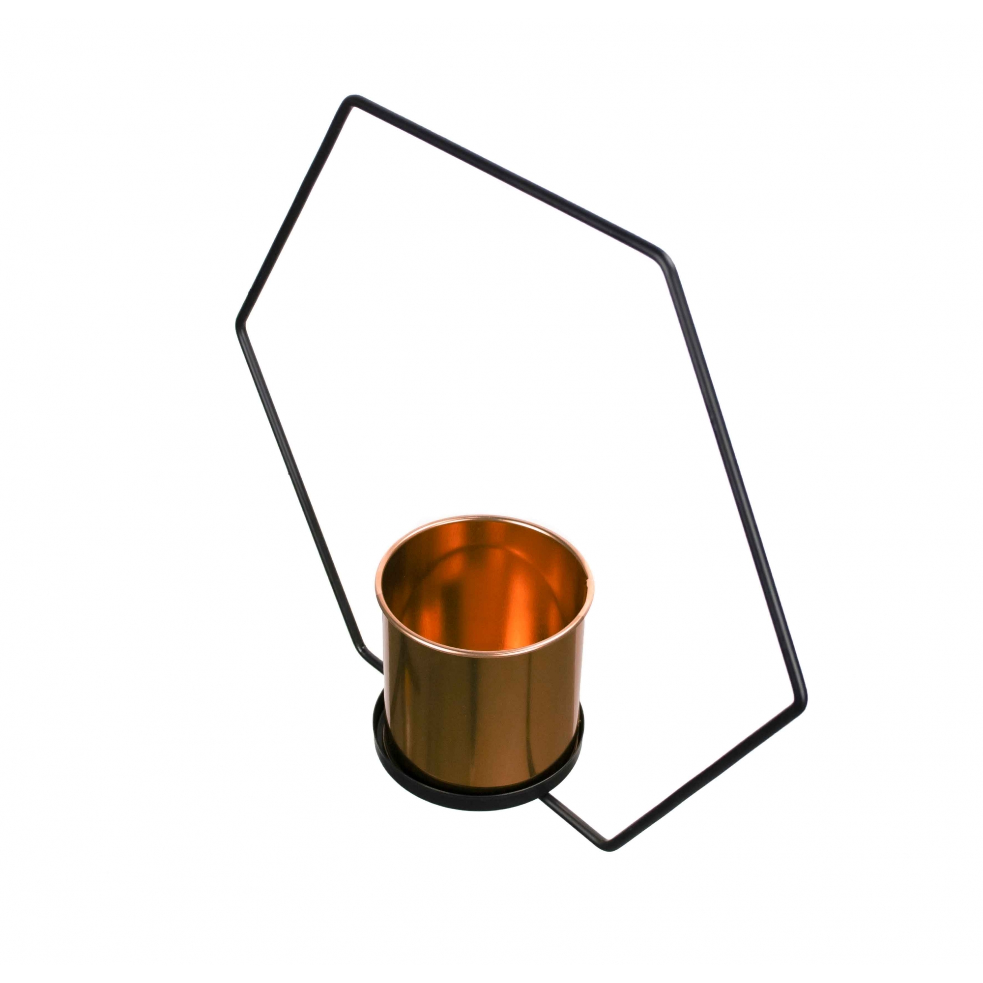 Vaso Decorativo Metal para Pendurar Rose e Preto 29x33 cm - D'Rossi