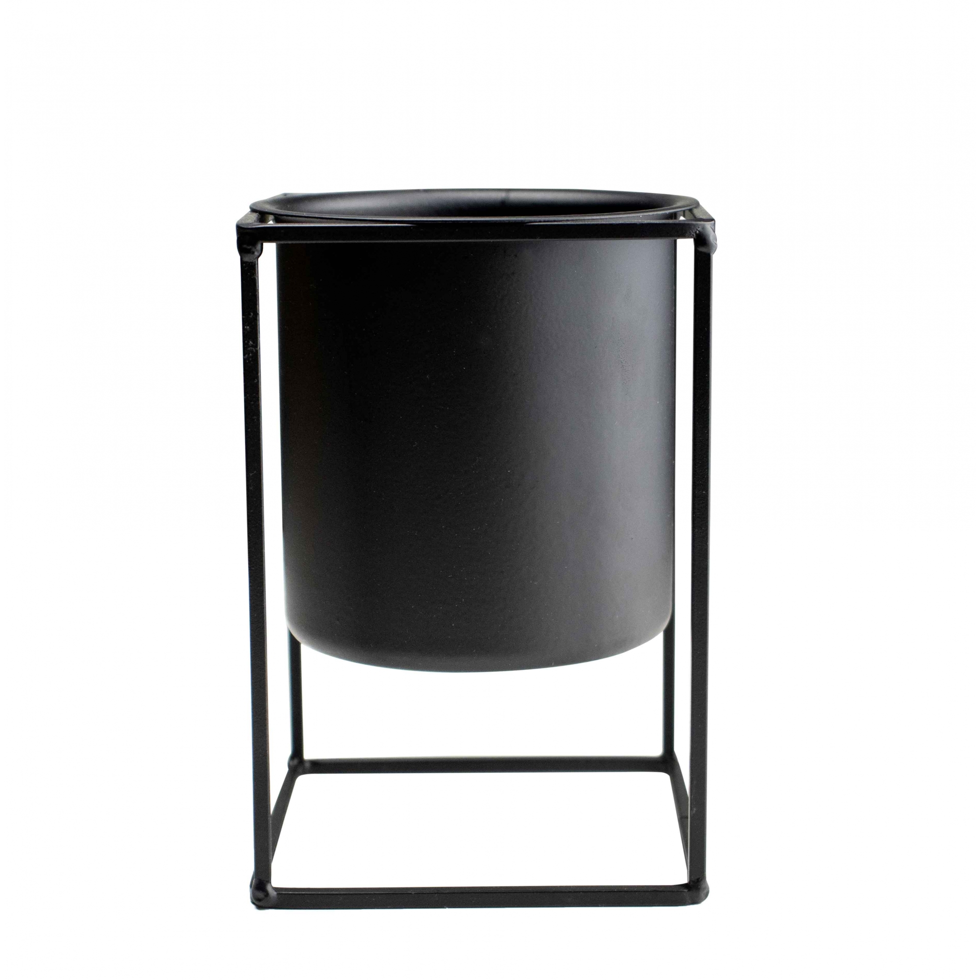 Vaso Decorativo Preto com Suporte em Metal 16x11 cm - D'Rossi