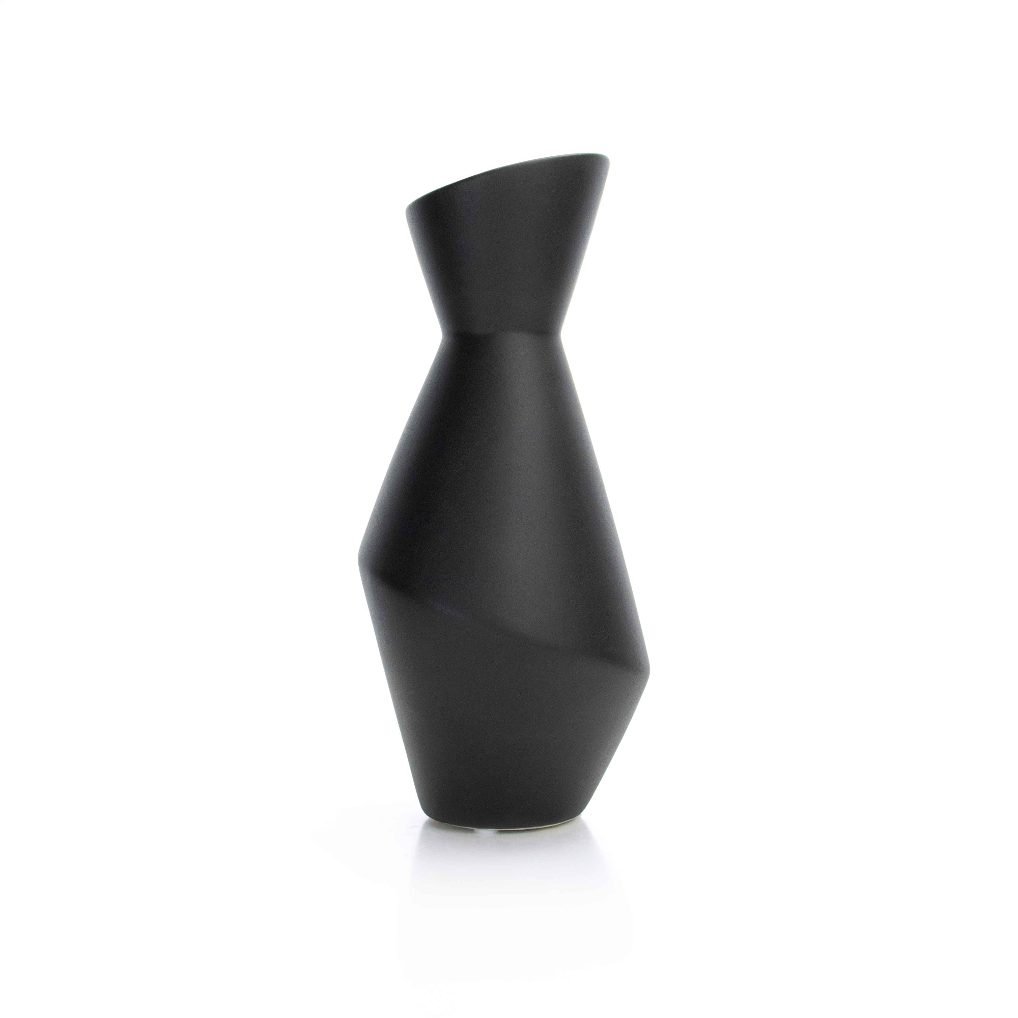 Vaso Decorativo Preto em Cerâmica 26x12 cm - D'Rossi