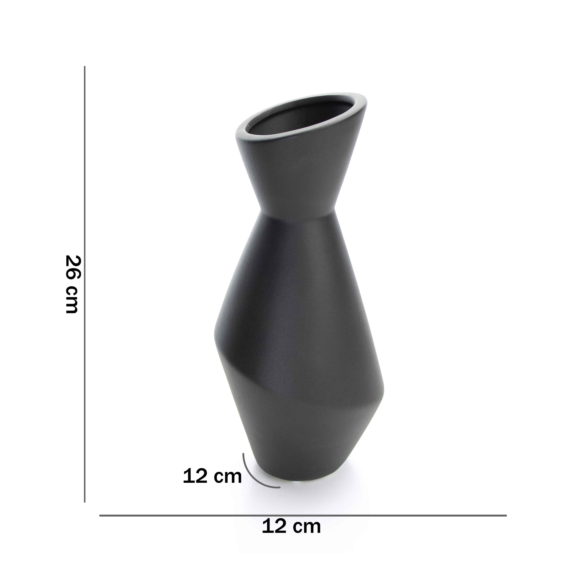 Vaso Decorativo Preto em Cerâmica 26x12 cm - D'Rossi