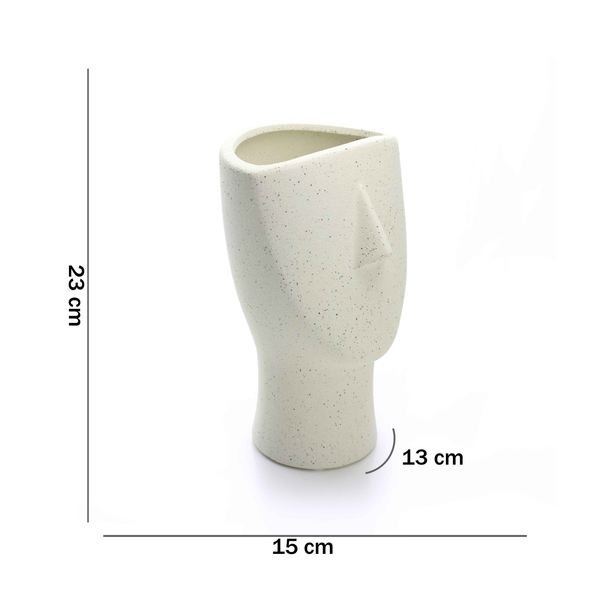 Vaso Decorativo Rosto Areia em Cerâmica 23x15 cm - D'Rossi