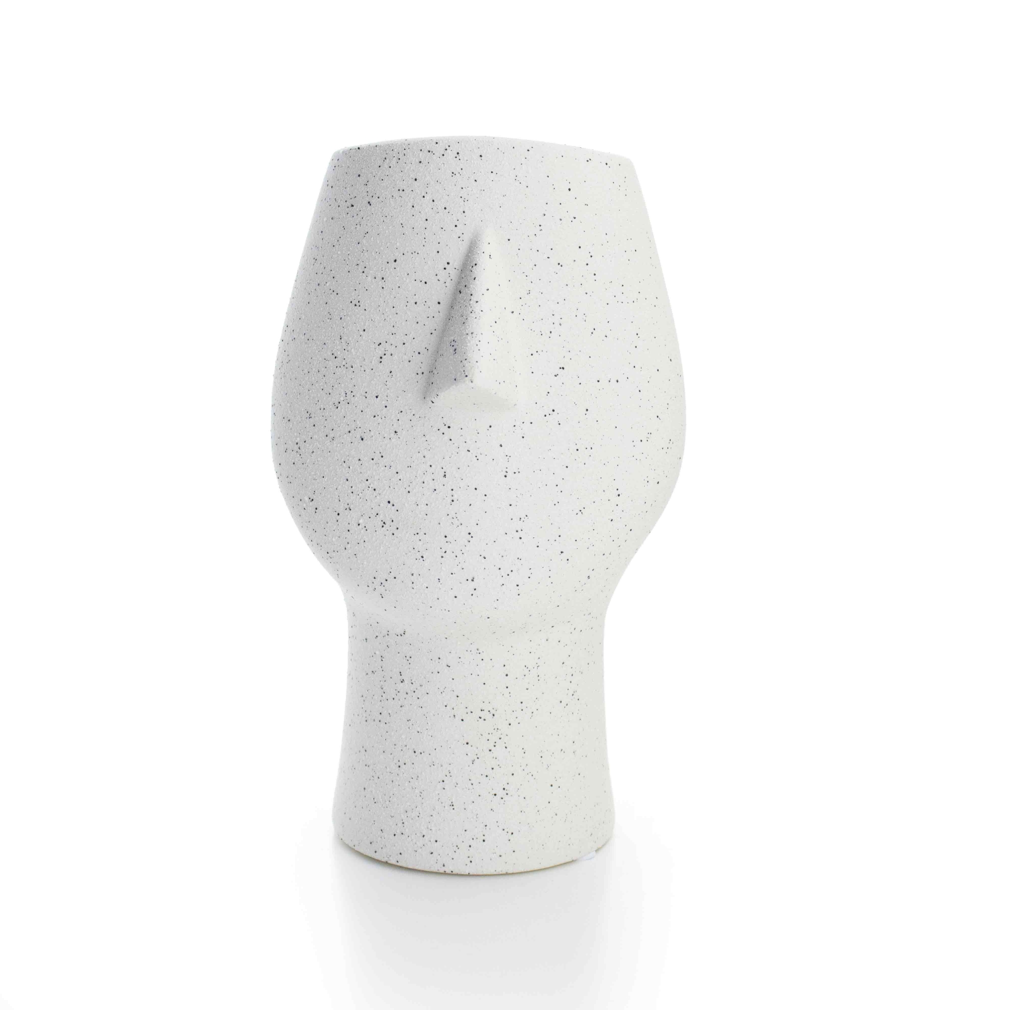 Vaso Decorativo Rosto Areia em Cerâmica 25,5x26 cm - D'Rossi