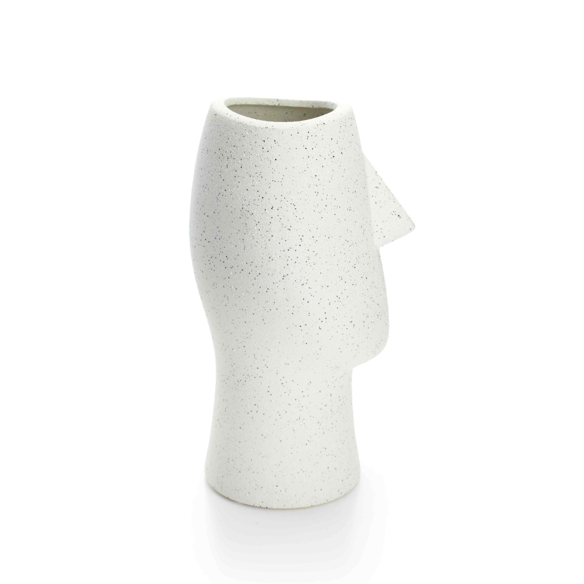 Vaso Decorativo Rosto Areia em Cerâmica 25,5x26 cm - D'Rossi