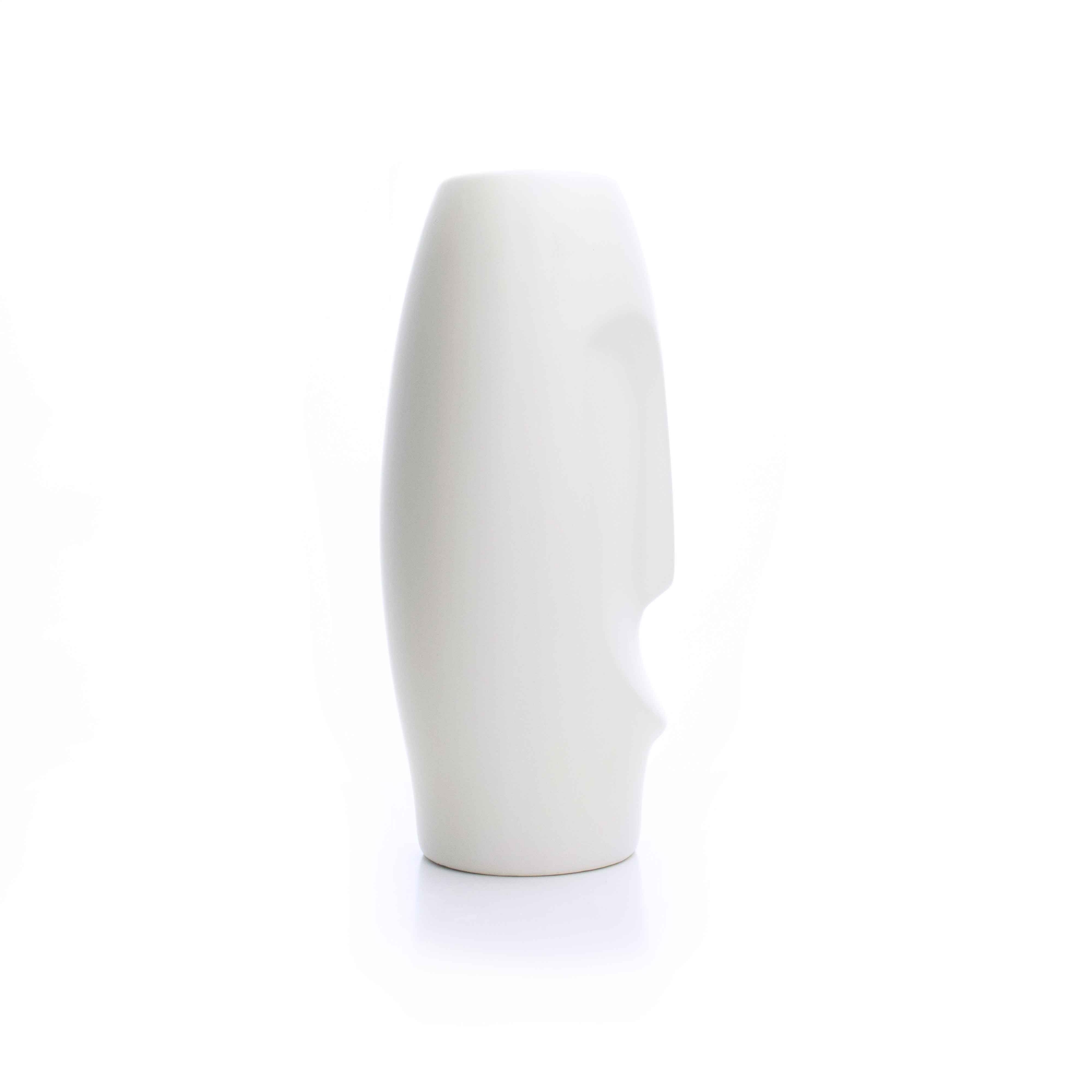 Vaso Decorativo Rosto Branco Mate em Cerâmica 25x12 cm - D'Rossi