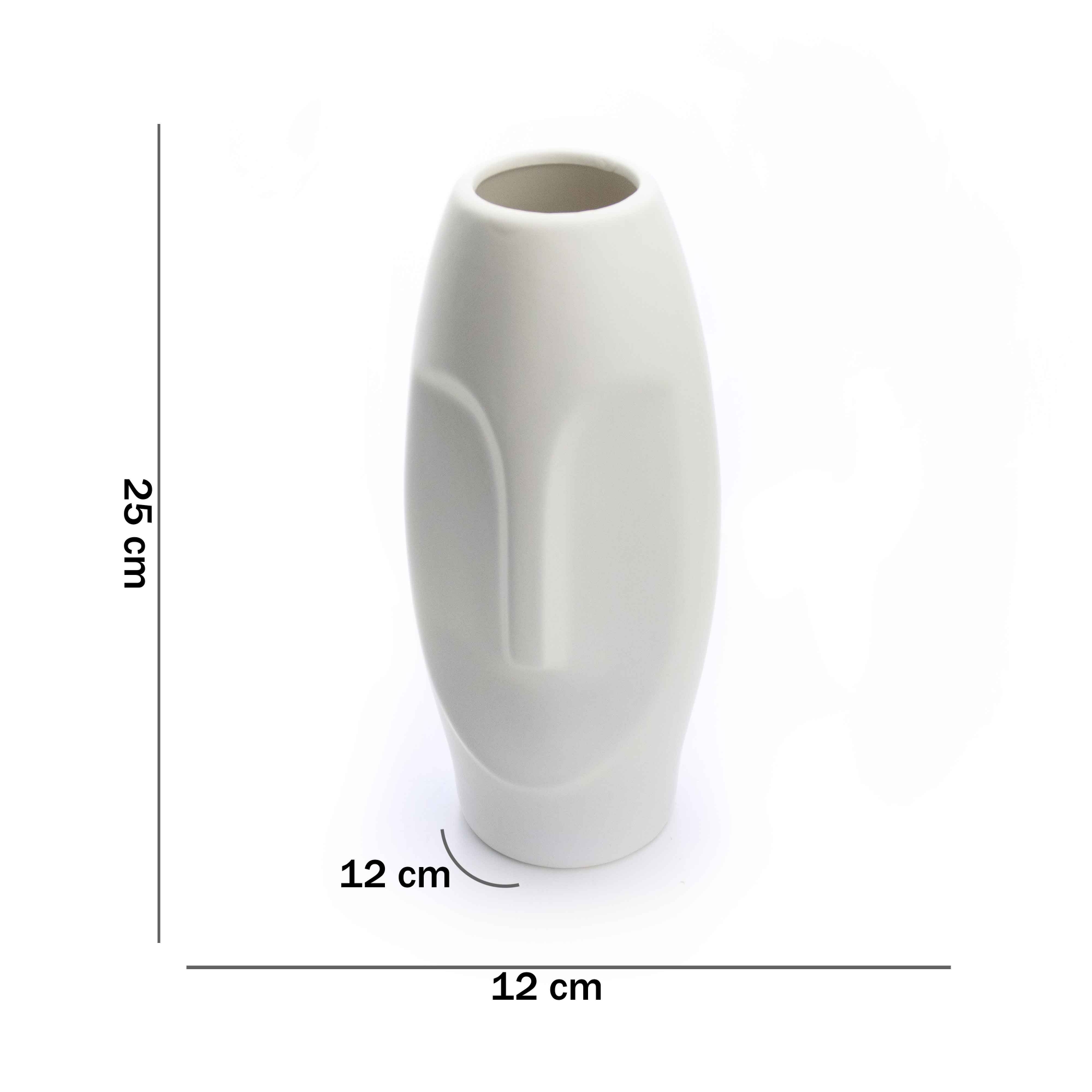 Vaso Decorativo Rosto Branco Mate em Cerâmica 25x12 cm - D'Rossi