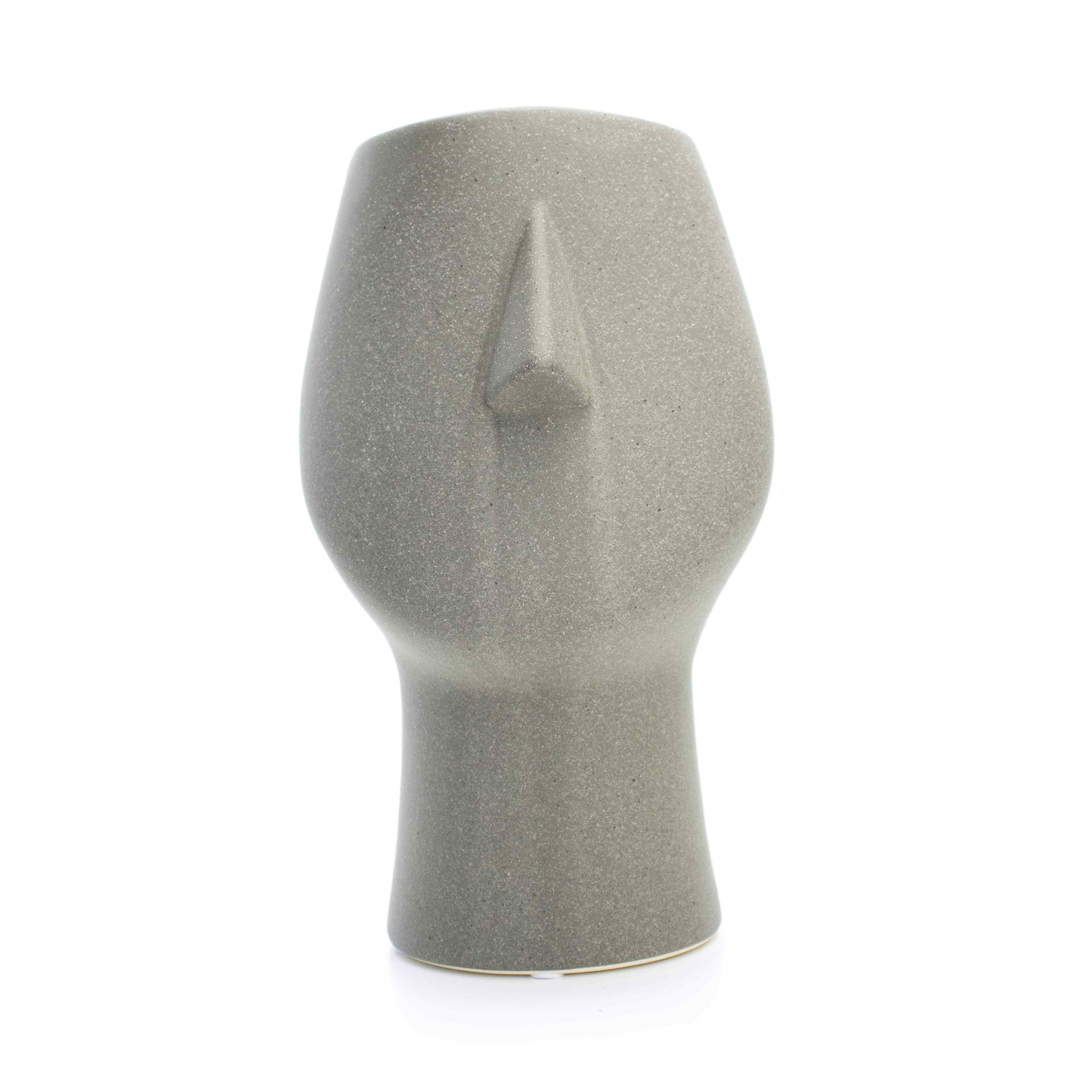 Vaso Decorativo Rosto Cinza Escuro em Cerâmica 25,5x26 cm - D'Rossi