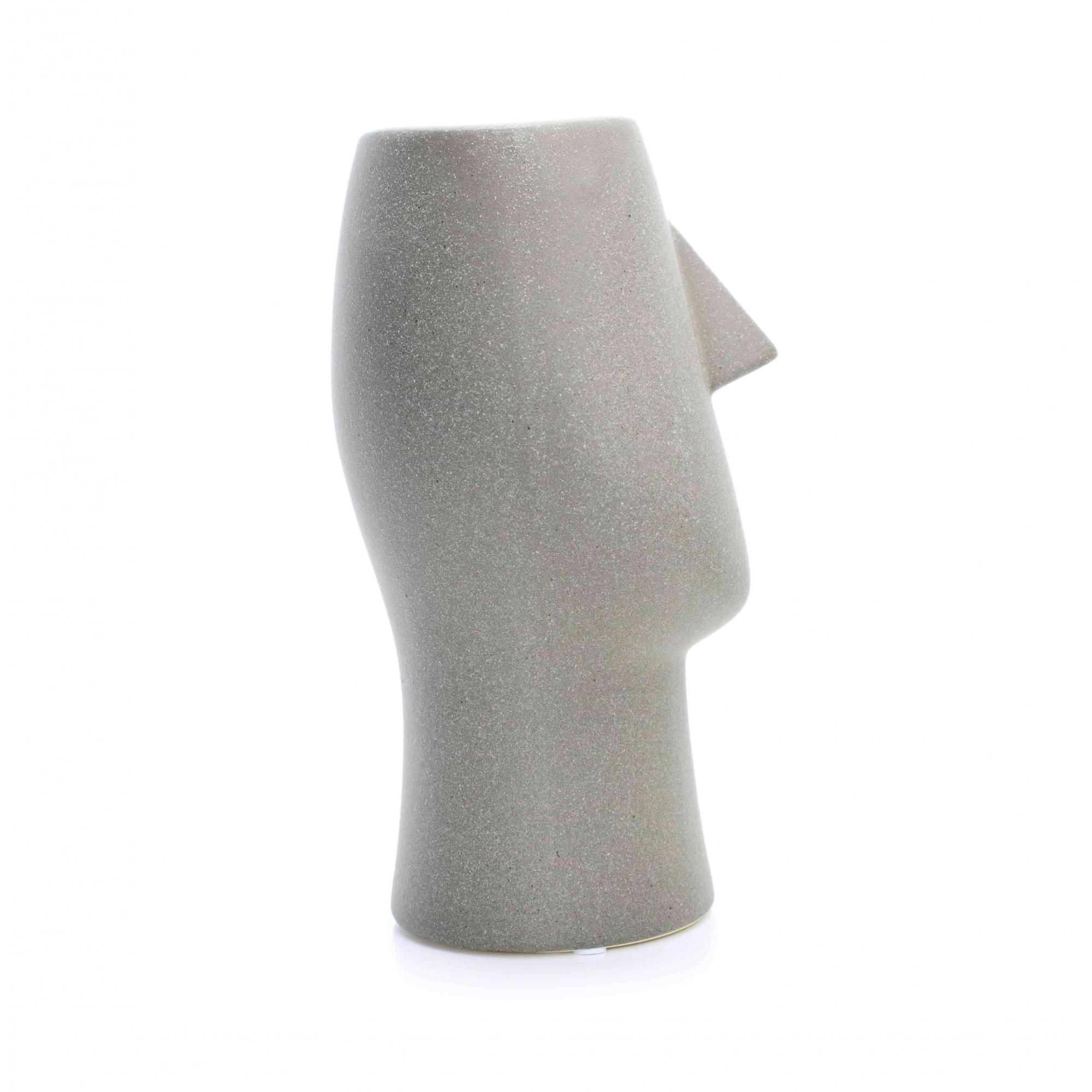 Vaso Decorativo Rosto Cinza Escuro em Cerâmica 25,5x26 cm - D'Rossi