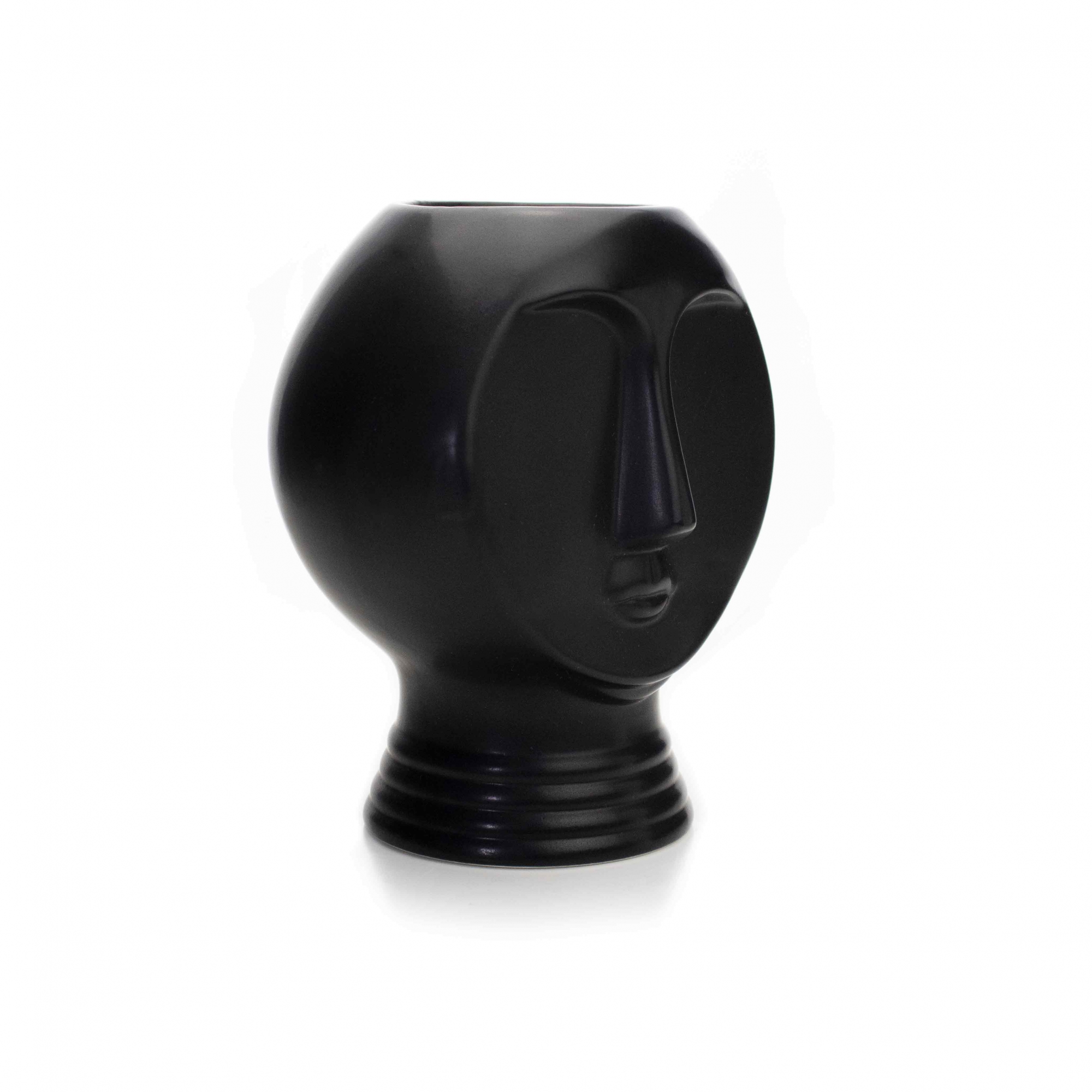 Vaso Decorativo Rosto Em Cêramina Preto 18x14 Cm - D'Rossi