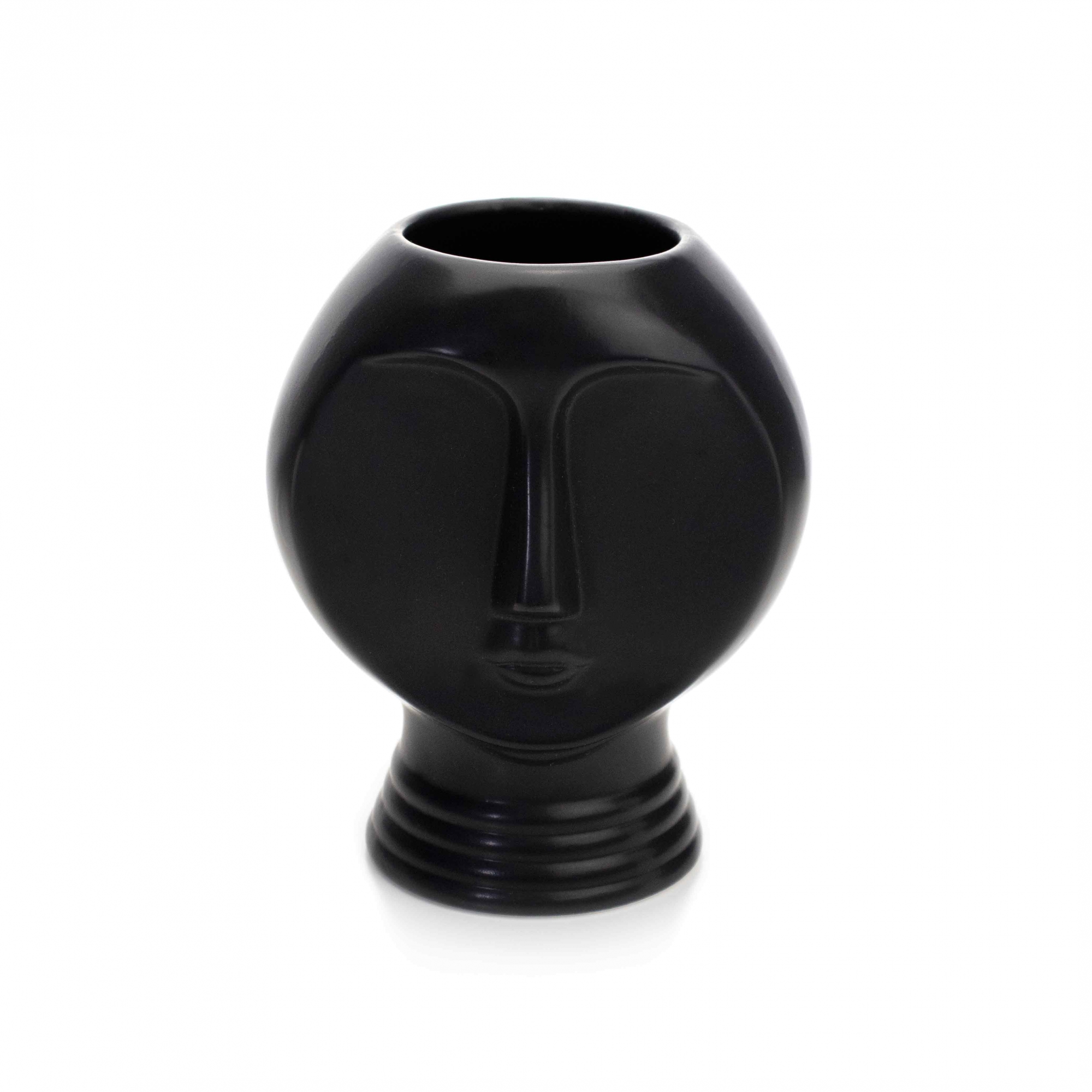Vaso Decorativo Rosto Em Cêramina Preto 18x14 Cm - D'Rossi