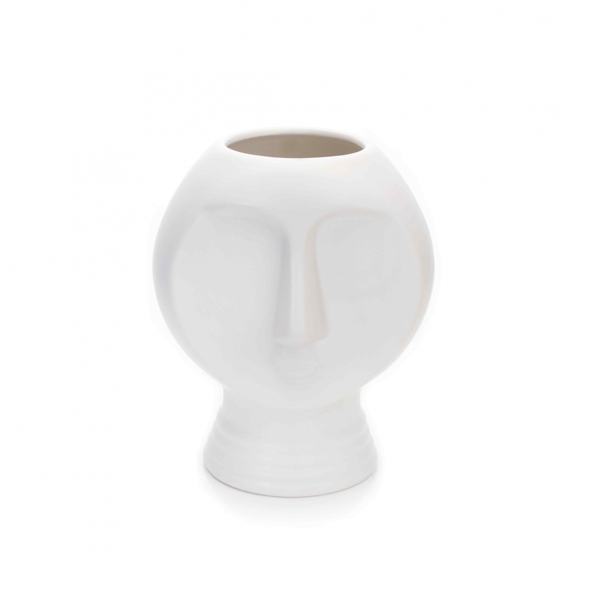 Vaso Decorativo Rosto Em Cerâmica Branco 18x14 Cm - D'Rossi