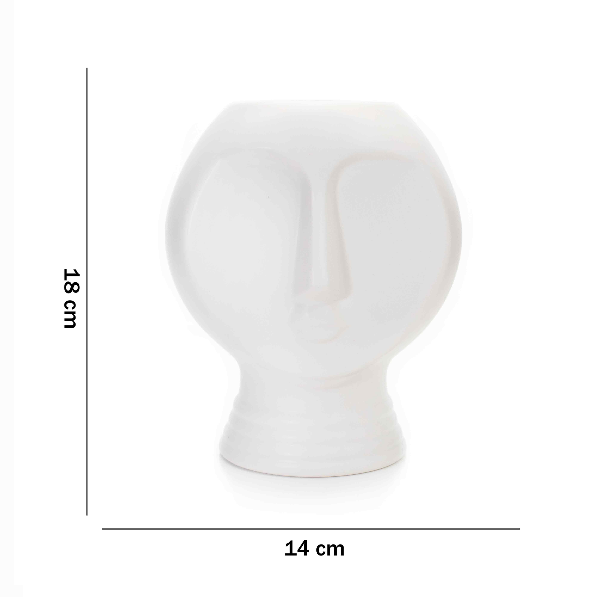 Vaso Decorativo Rosto Em Cerâmica Branco 18x14 Cm - D'Rossi