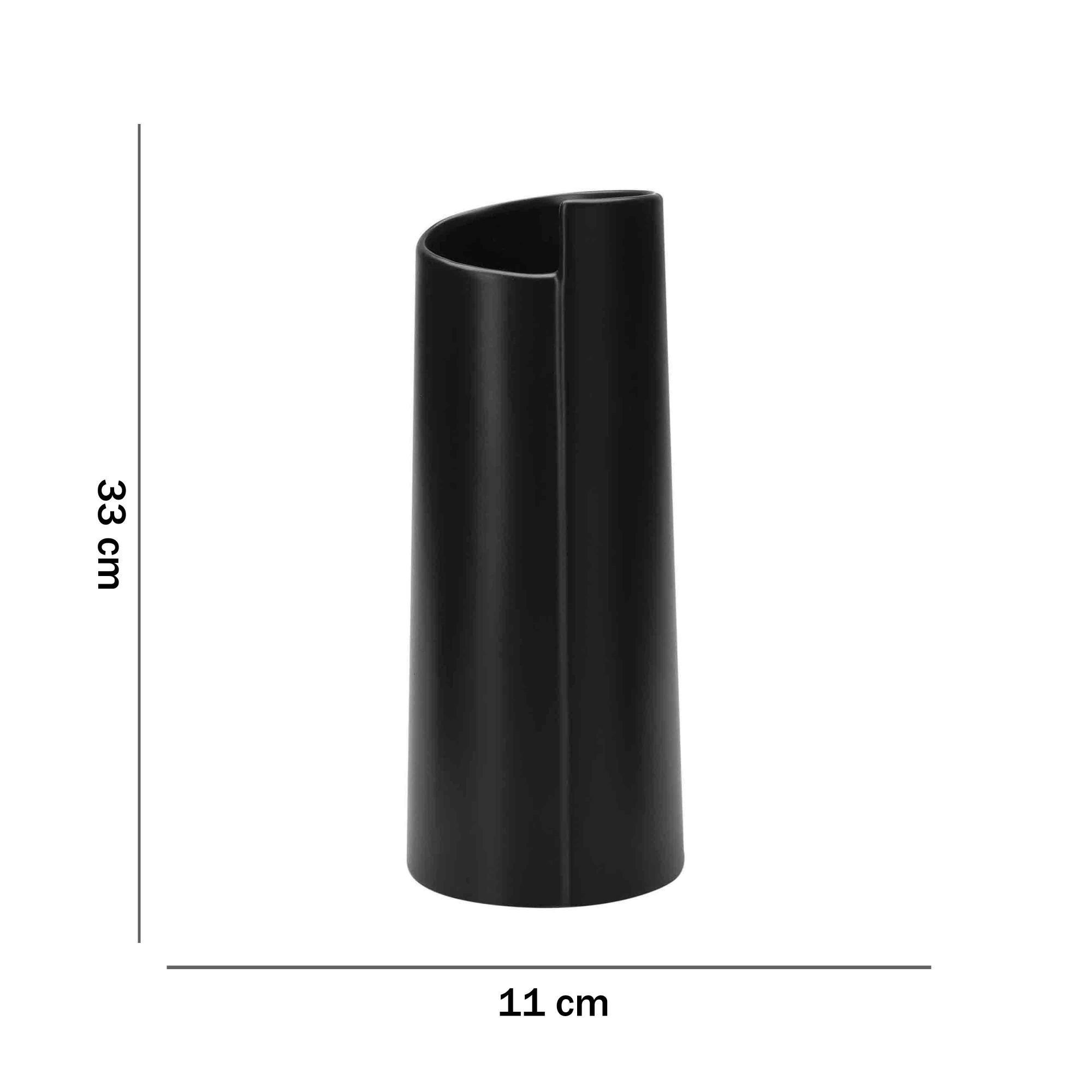 Vaso Decorativo em Cerâmica Cilíndrico Preto 33x11 cm - D'Rossi