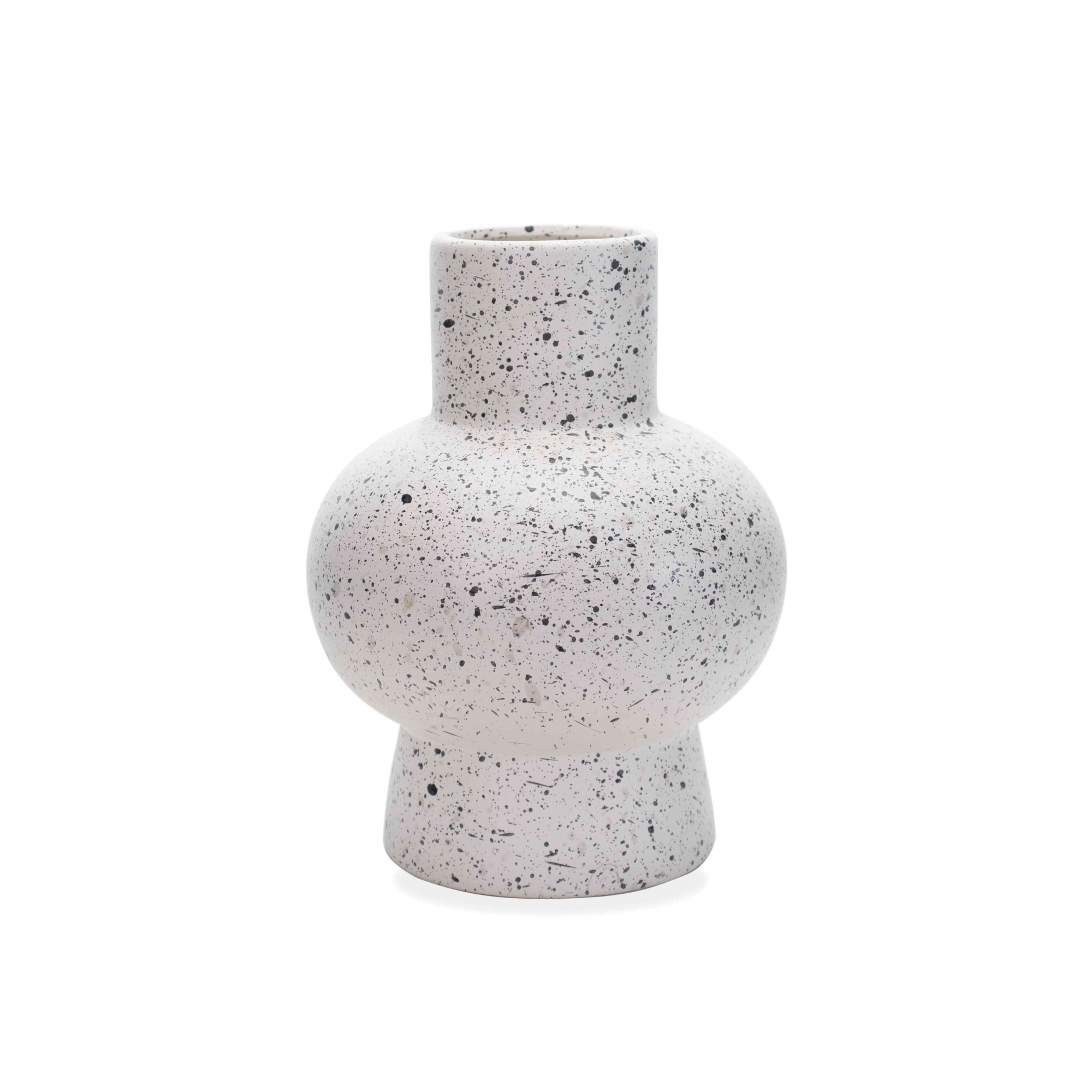 Vaso Decorativo em Cerâmica Flocos Branco 20x13 cm - D'Rossi