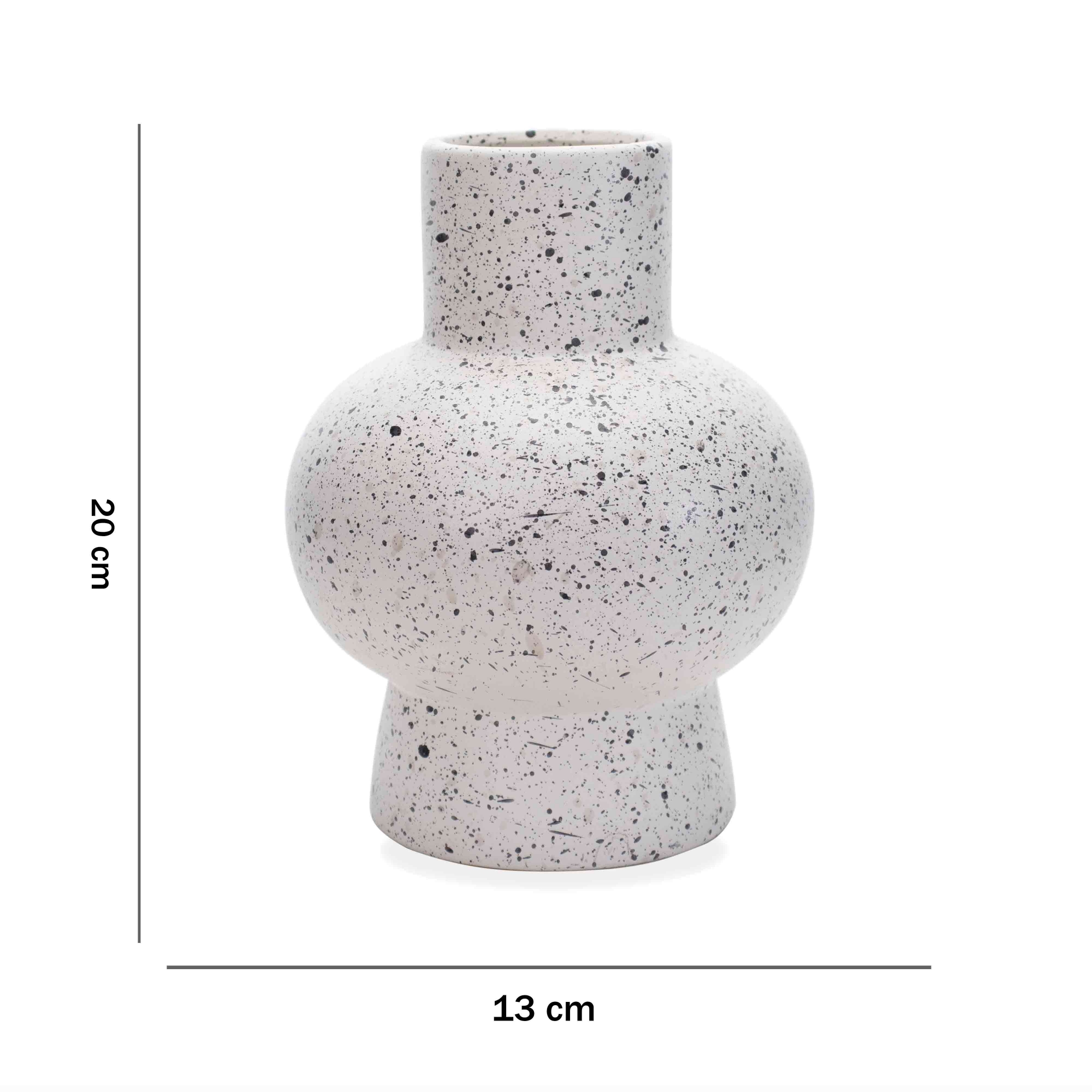 Vaso Decorativo em Cerâmica Flocos Branco 20x13 cm - D'Rossi