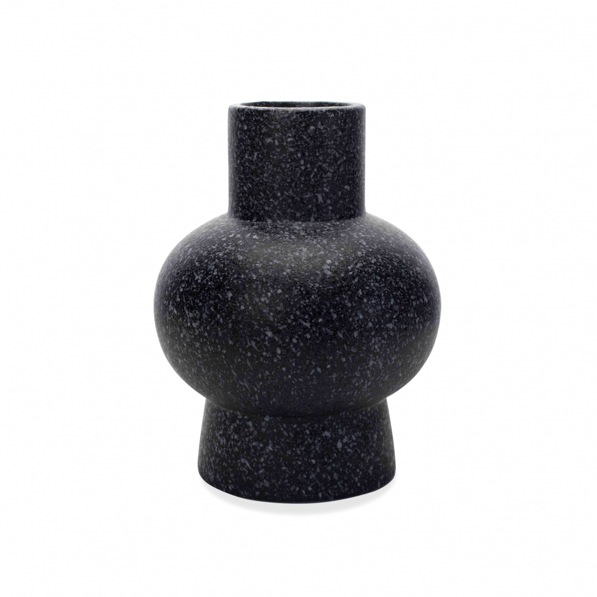 Vaso Decorativo em Cerâmica Flocos Preto 20x13 cm - D'Rossi
