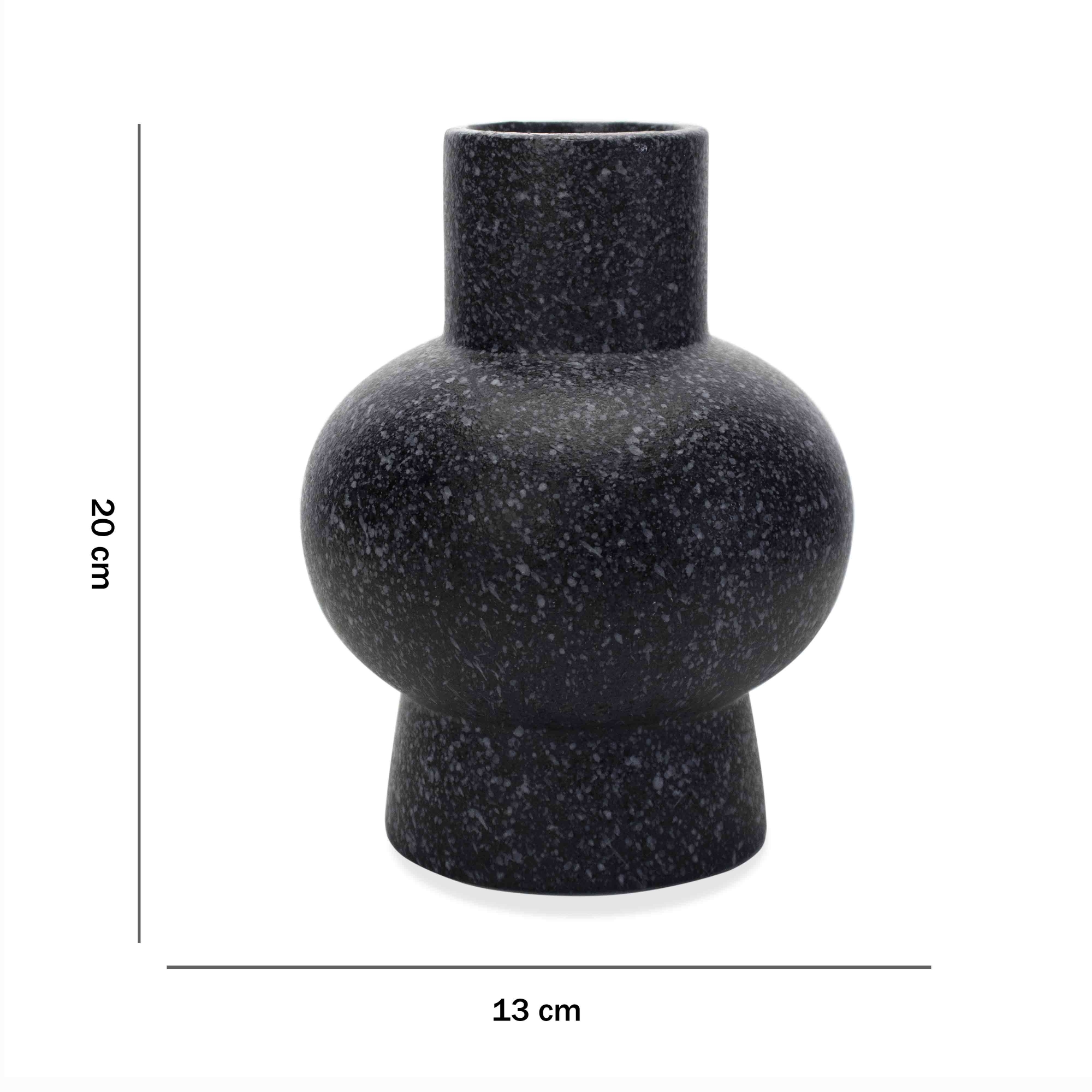 Vaso Decorativo em Cerâmica Flocos Preto 20x13 cm - D'Rossi