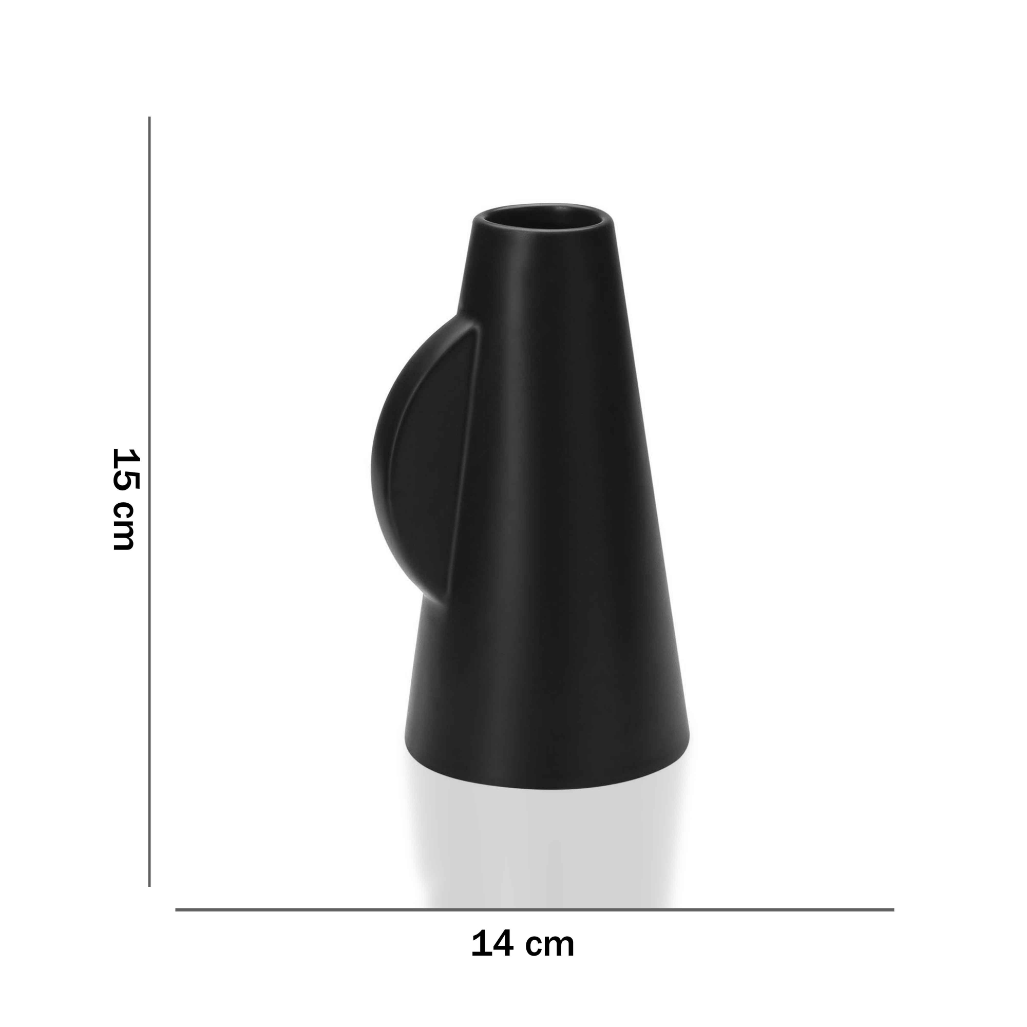 Vaso Decorativo em Cerâmica Preto 15x14 cm - D'Rossi