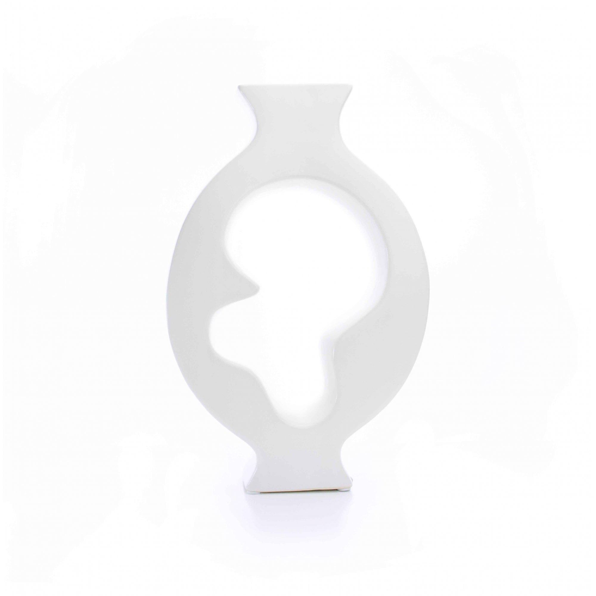 Vaso Decorativo em Cerâmica Vasado Branco 29x19 cm - D'Rossi