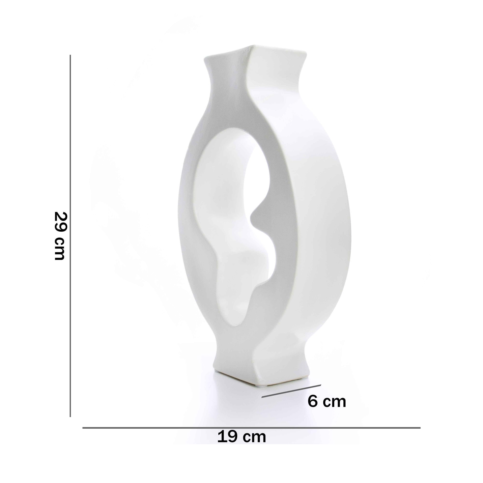 Vaso Decorativo em Cerâmica Vasado Branco 29x19 cm - D'Rossi