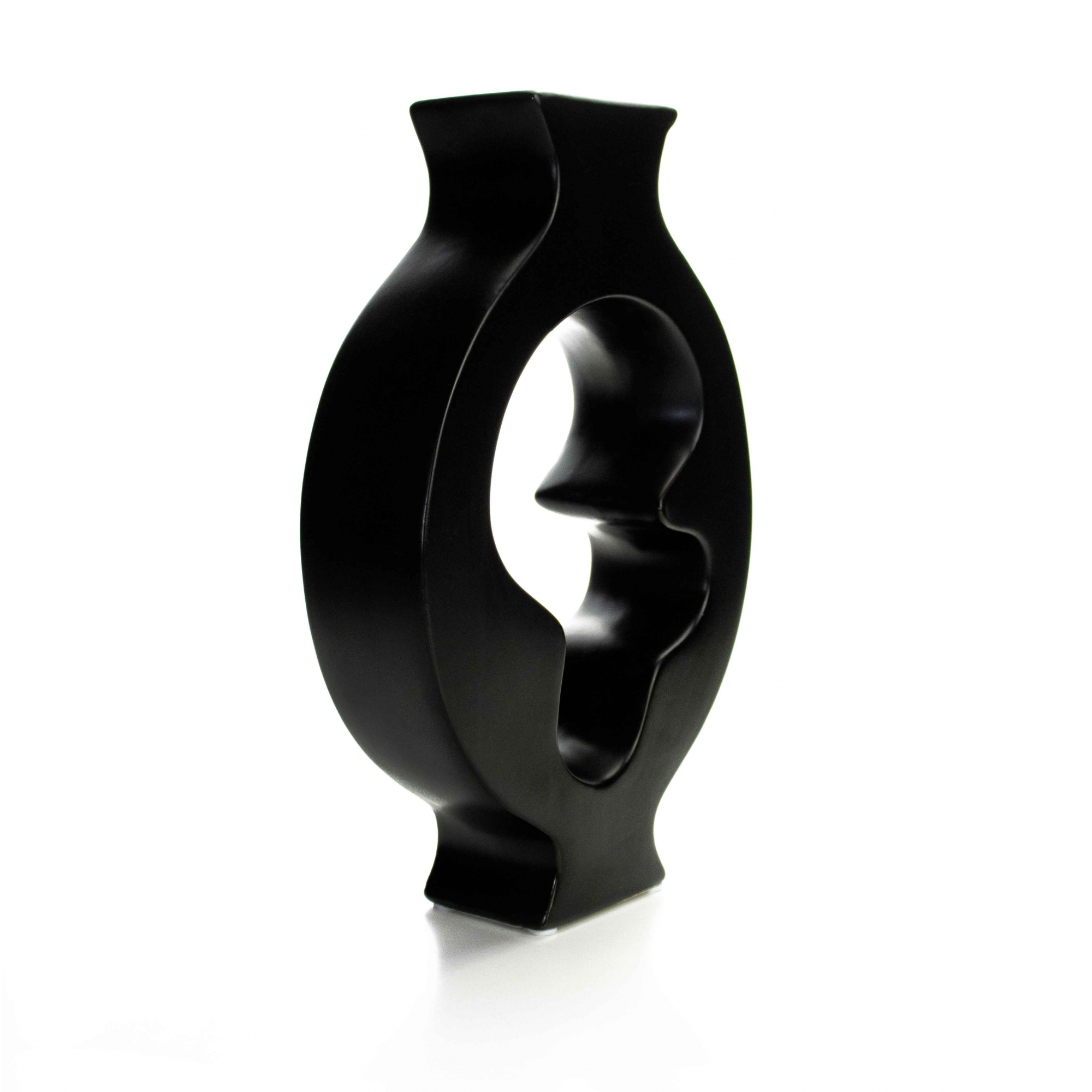 Vaso Decorativo em Cerâmica Vasado Preto 29x19 cm - D'Rossi