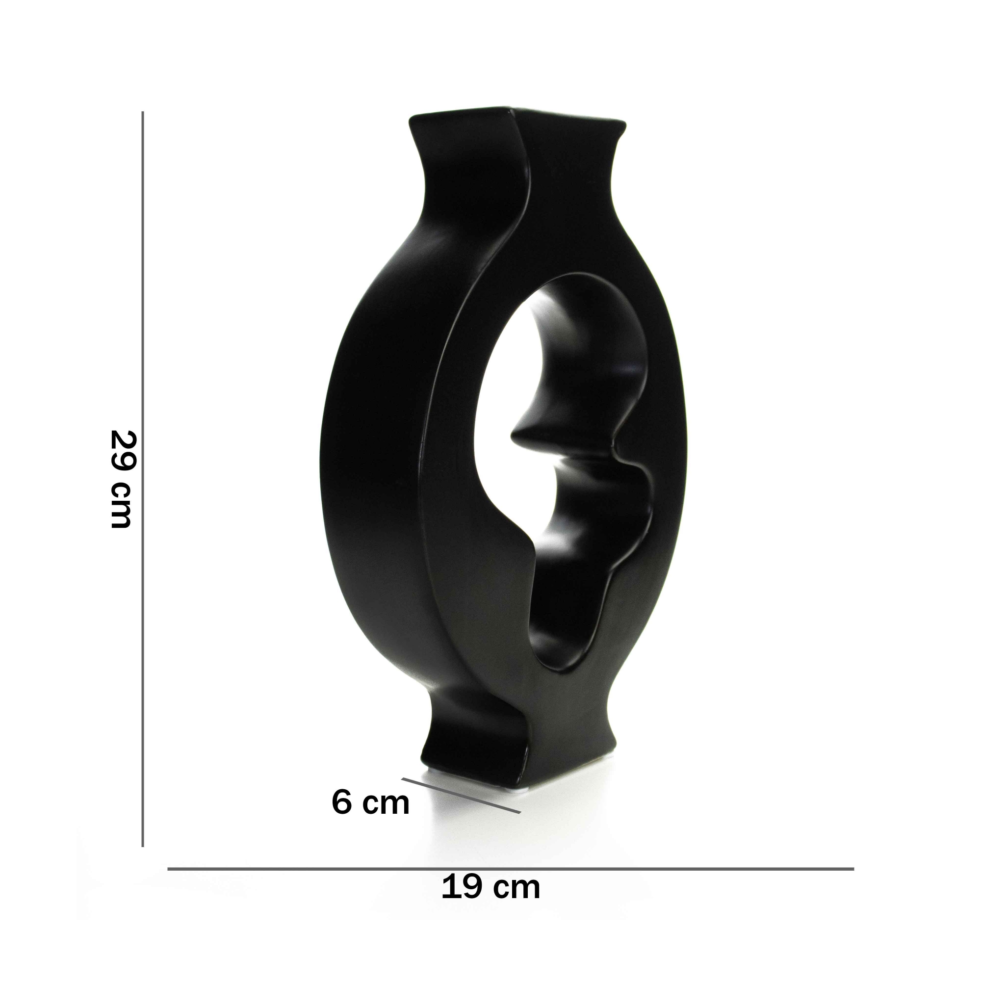 Vaso Decorativo em Cerâmica Vasado Preto 29x19 cm - D'Rossi