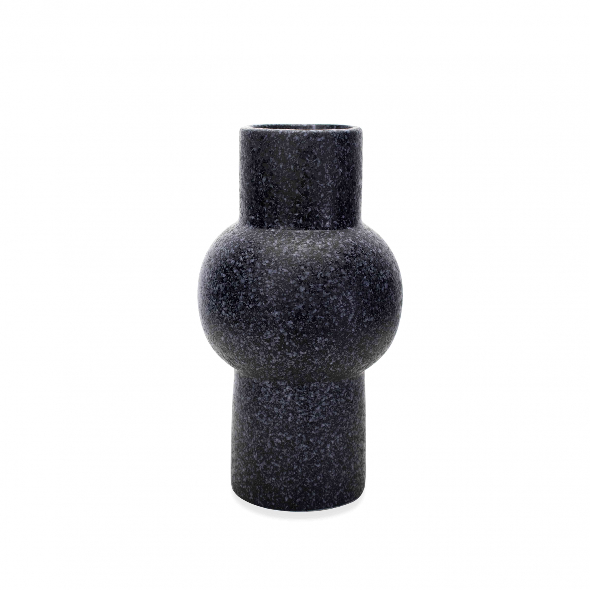 Vaso em Cerâmica Flocos Preto 24x13 cm - D'Rossi