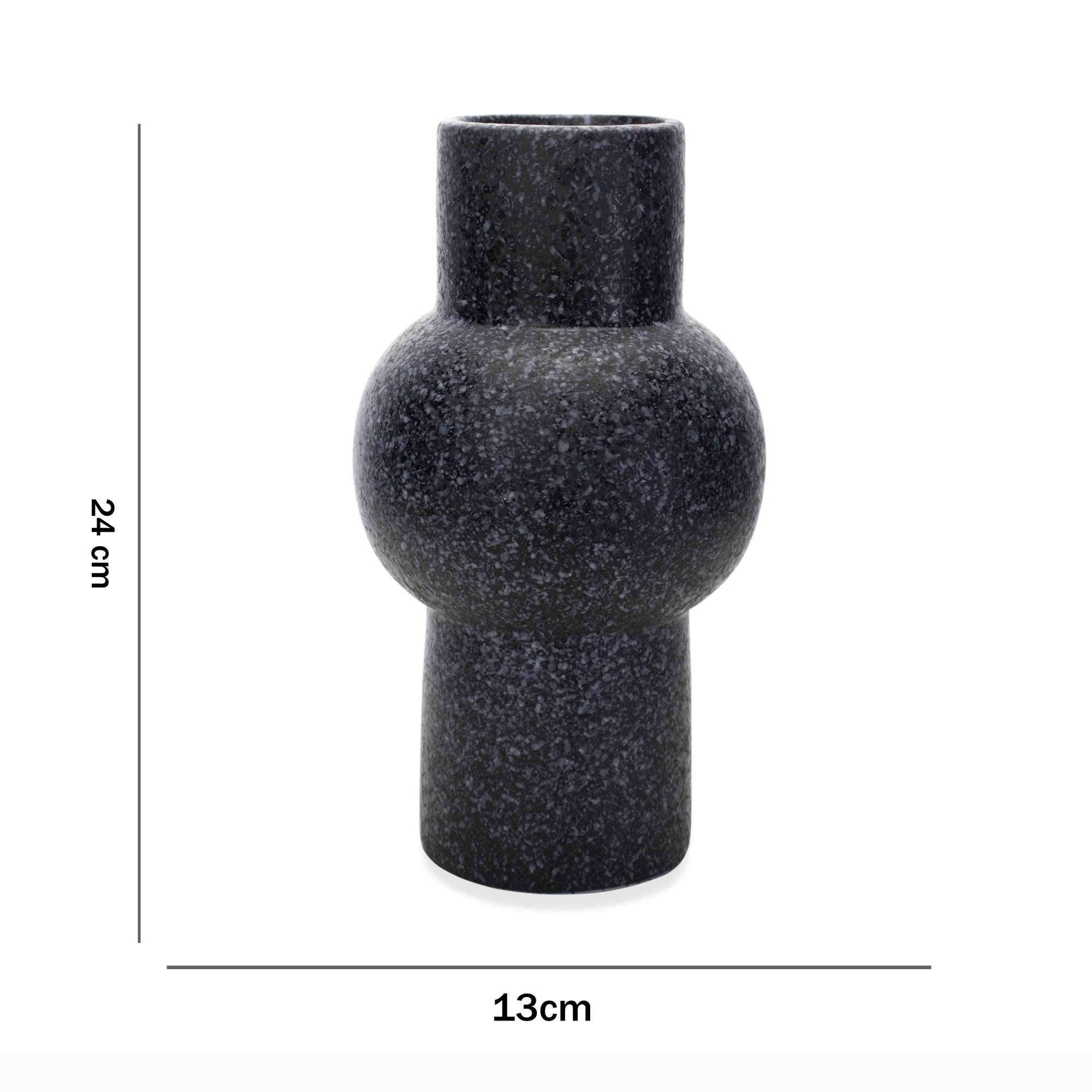 Vaso em Cerâmica Flocos Preto 24x13 cm - D'Rossi