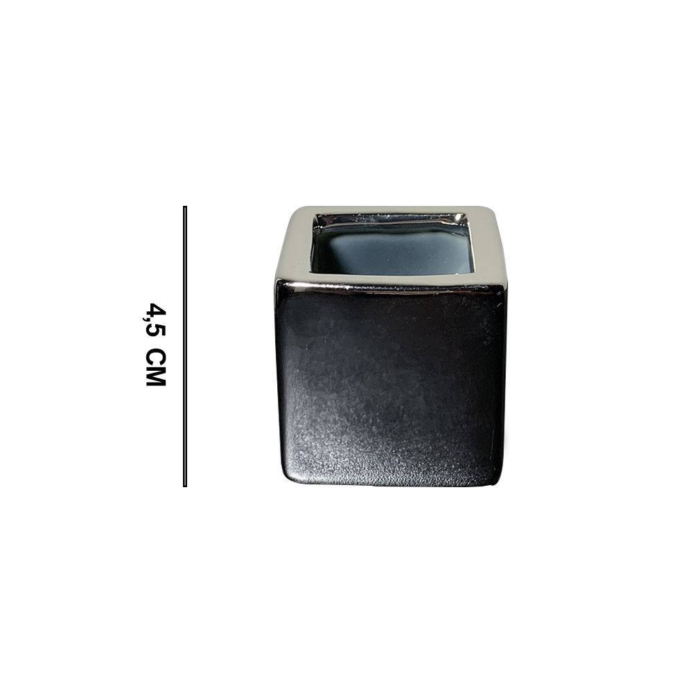Vaso em Cerâmica Prata 4,5cm - D'Rossi