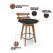 kit 02 Banquetas Giratória Costela Corino Preto Base Madeira MA70 - D'Rossi