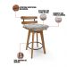 kit 04 Banquetas Giratória Costela Veludo Cinza Base Madeira MA70 - D'Rossi