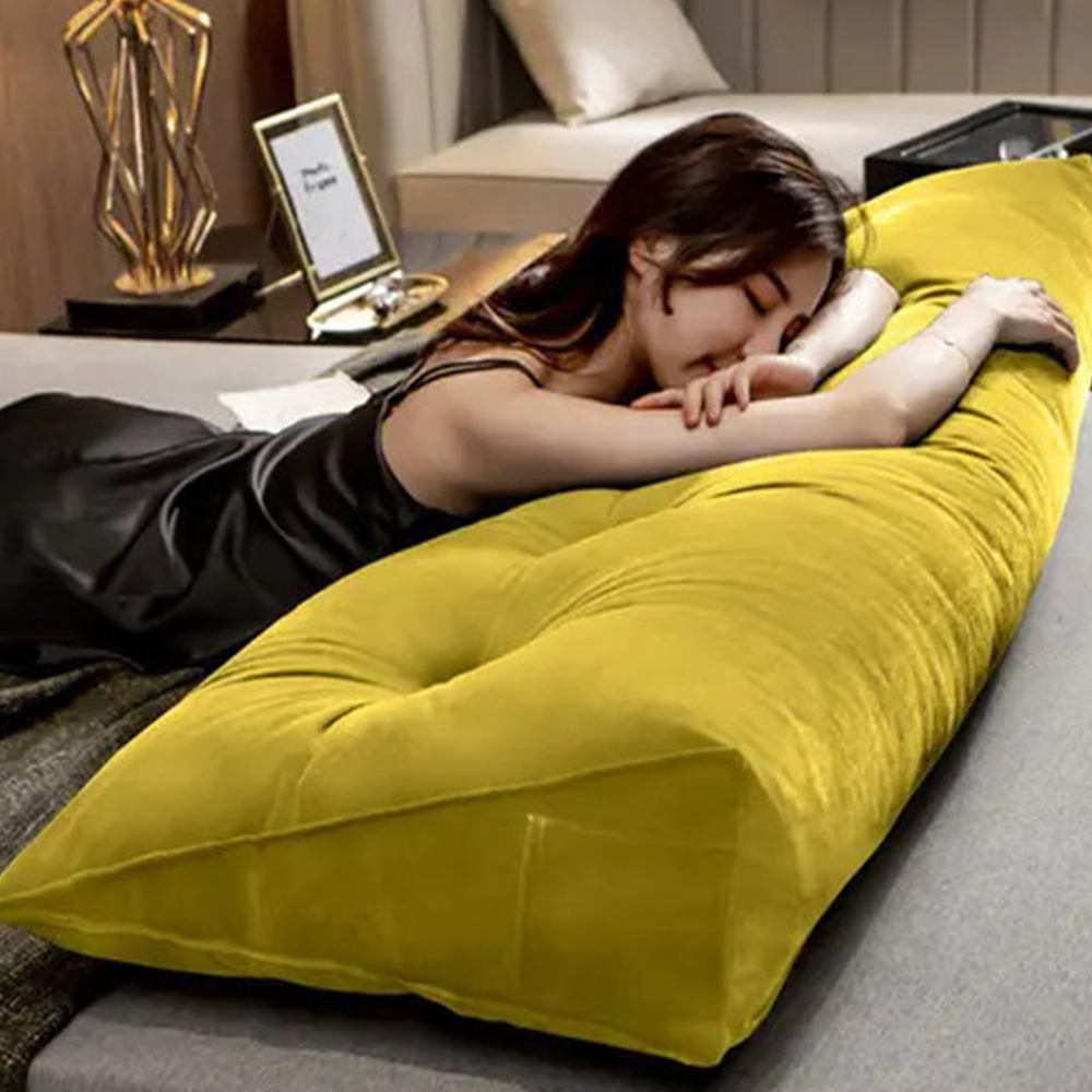 Almofada Para Cabeceira Apoio 90cm Suede Amarelo - DS Estofados