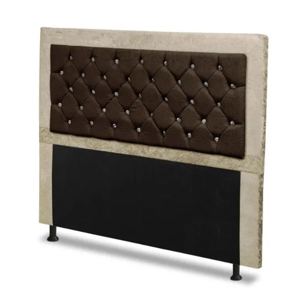 Cabeceira Casal 140 cm Para Cama Box Berlim Suede Marfim/Marrom - DS Estofados