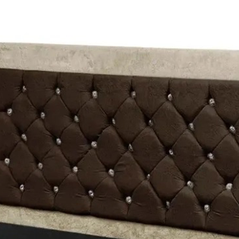 Cabeceira Casal 140 cm Para Cama Box Berlim Suede Marfim/Marrom - DS Estofados